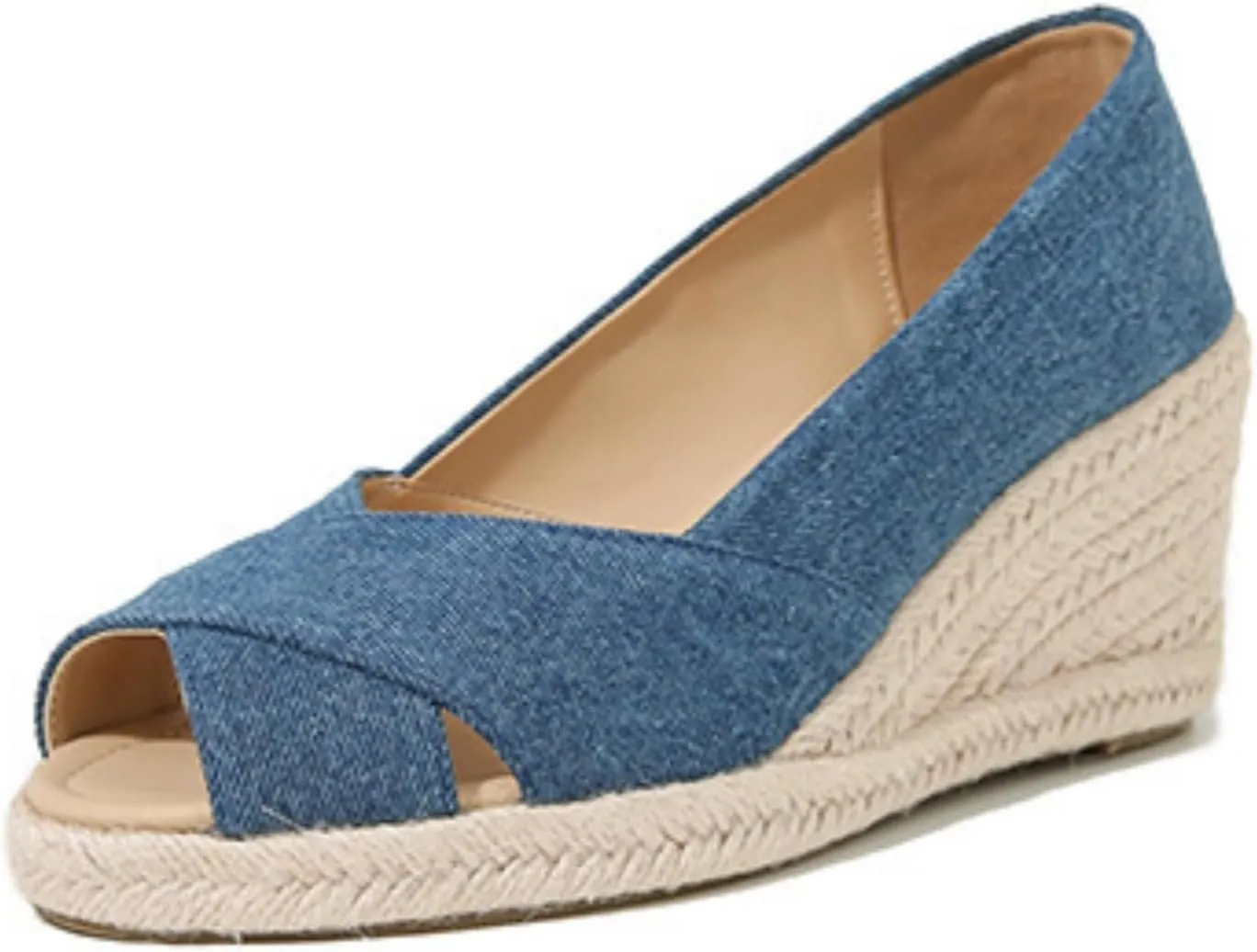 Espadrilles Wedges for Women Cut-Out Open Toe Slingback Beach Sandals Comfortable Slip On Cross Strap Dress Shoes Fish Mouth Summer Shoes