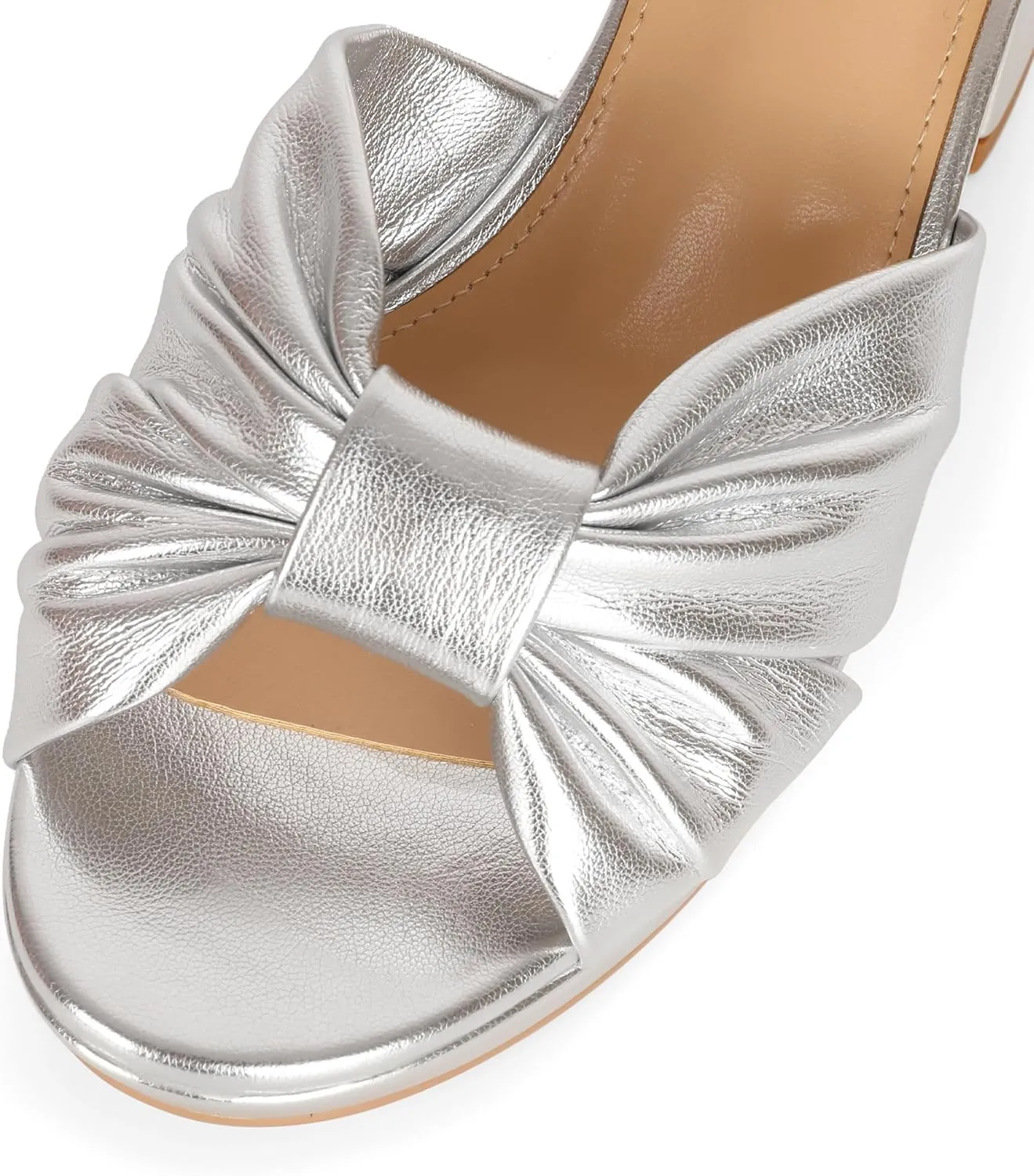 Esvowido Chunky Platform Heels for Women Open Toe Bow Heels with Ankle Strap Wedding Party Office Summer Sandals