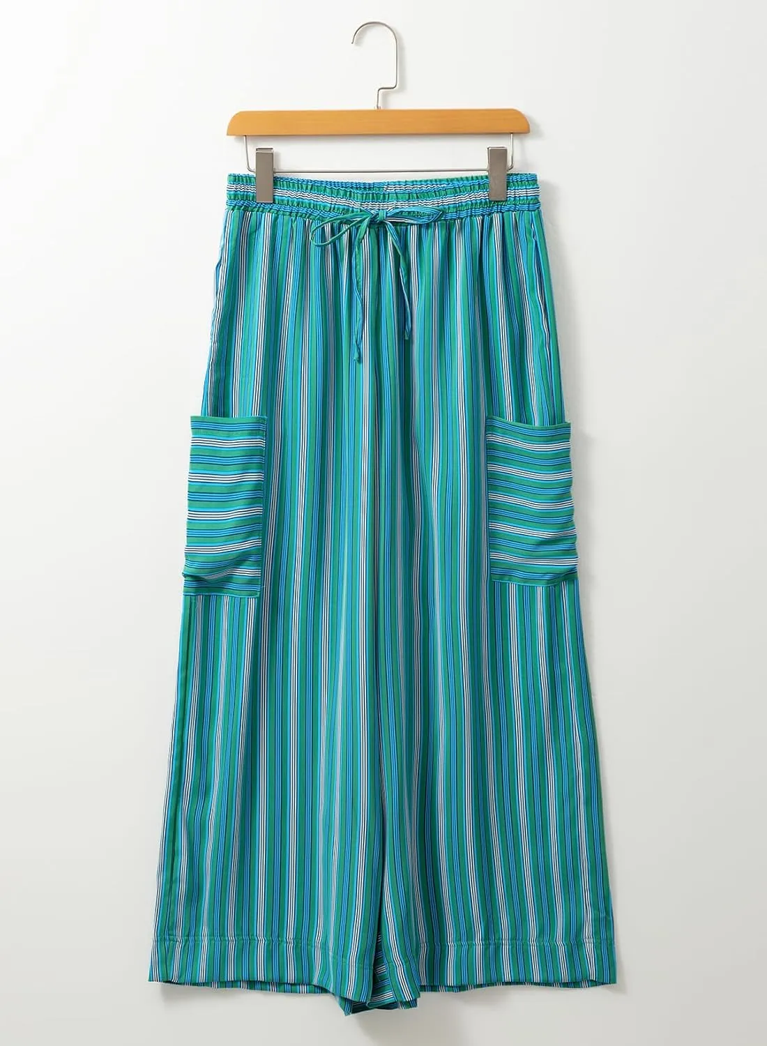 EVALESS Women Palazzo Pants Summer Casual Wide Leg High Waist Lounge Flowy Beach Striped Trousers Travel Vacation Outfits