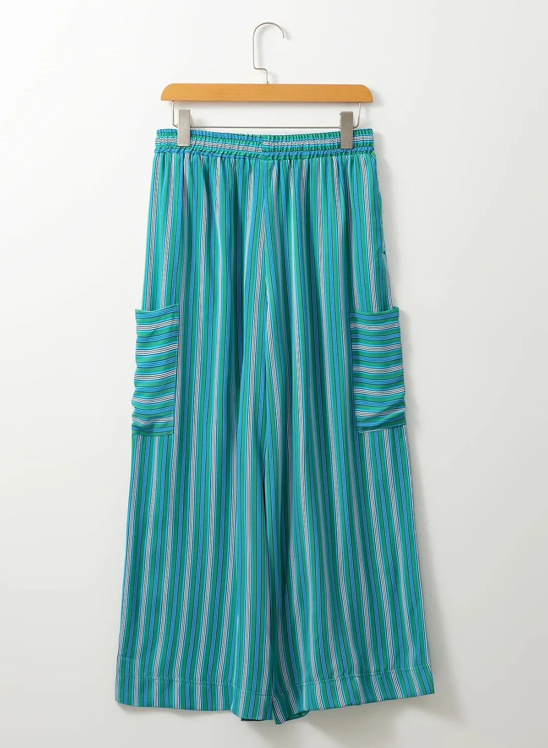 EVALESS Women Palazzo Pants Summer Casual Wide Leg High Waist Lounge Flowy Beach Striped Trousers Travel Vacation Outfits
