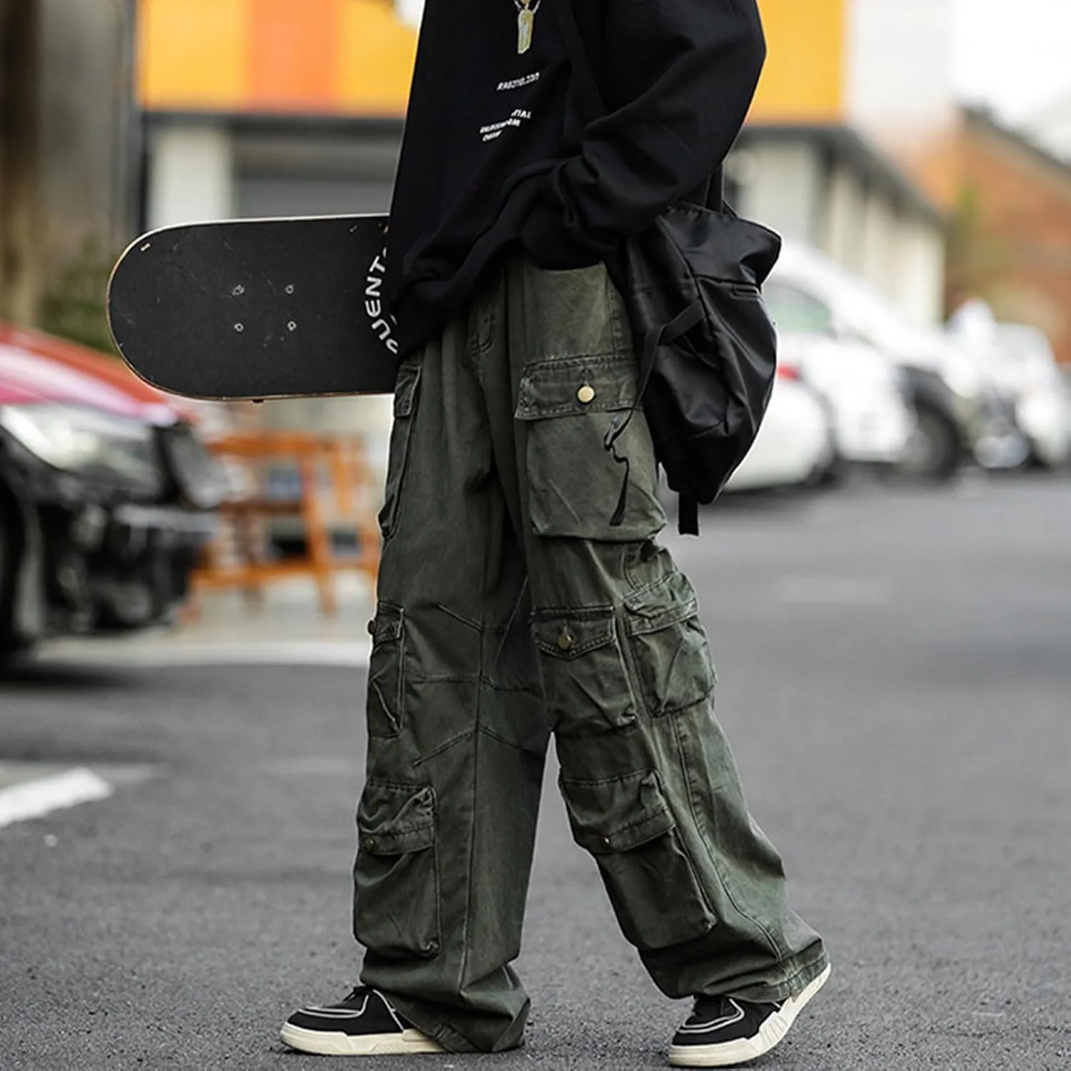 FantasyGears Jeans Y2k Gothic Cargo Pants Baggy Streetwear Jeans Hip Hop Joggers Parachute Pants for Men