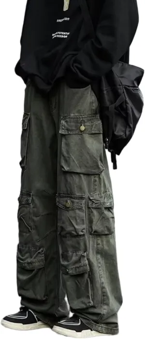 FantasyGears Jeans Y2k Gothic Cargo Pants Baggy Streetwear Jeans Hip Hop Joggers Parachute Pants for Men