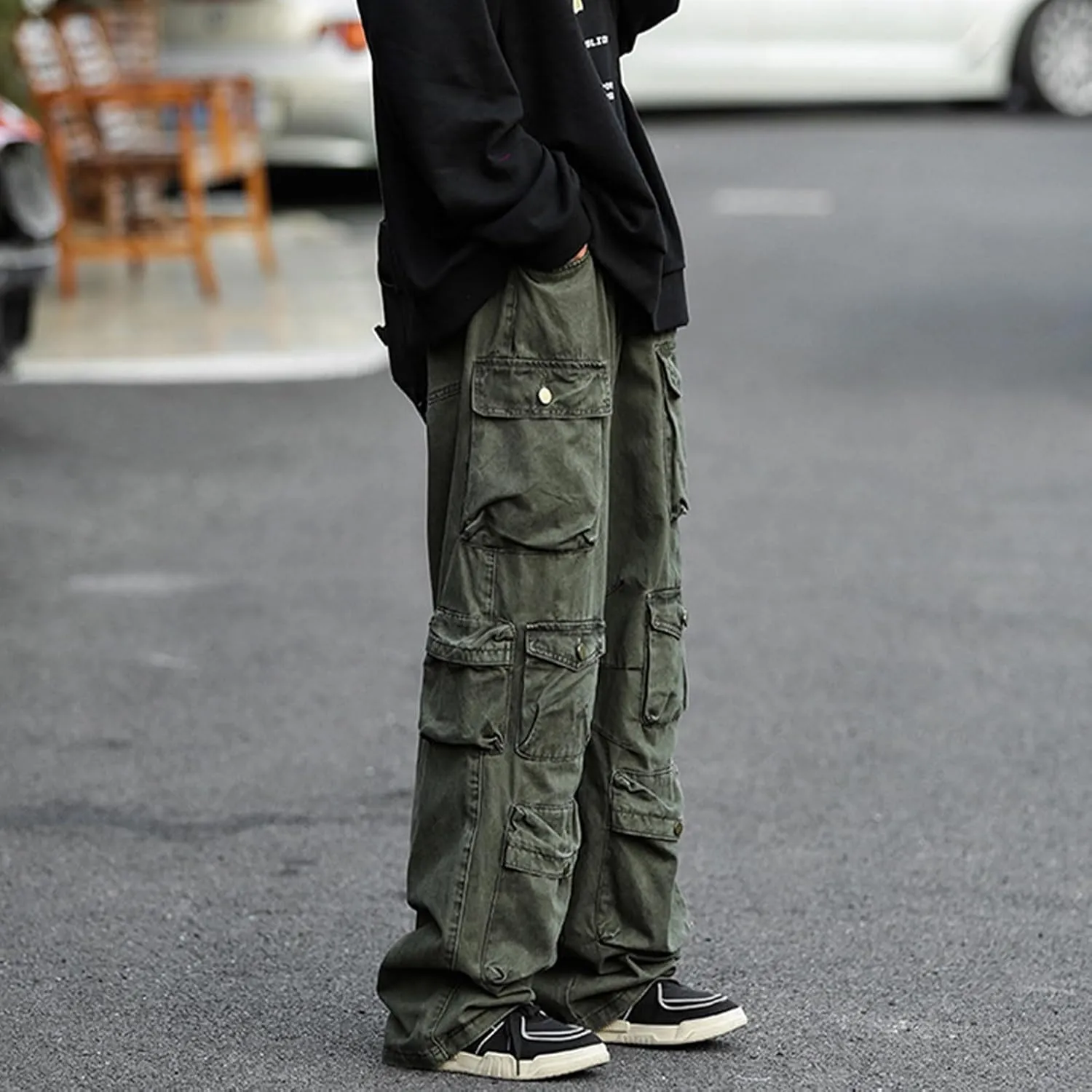 FantasyGears Jeans Y2k Gothic Cargo Pants Baggy Streetwear Jeans Hip Hop Joggers Parachute Pants for Men