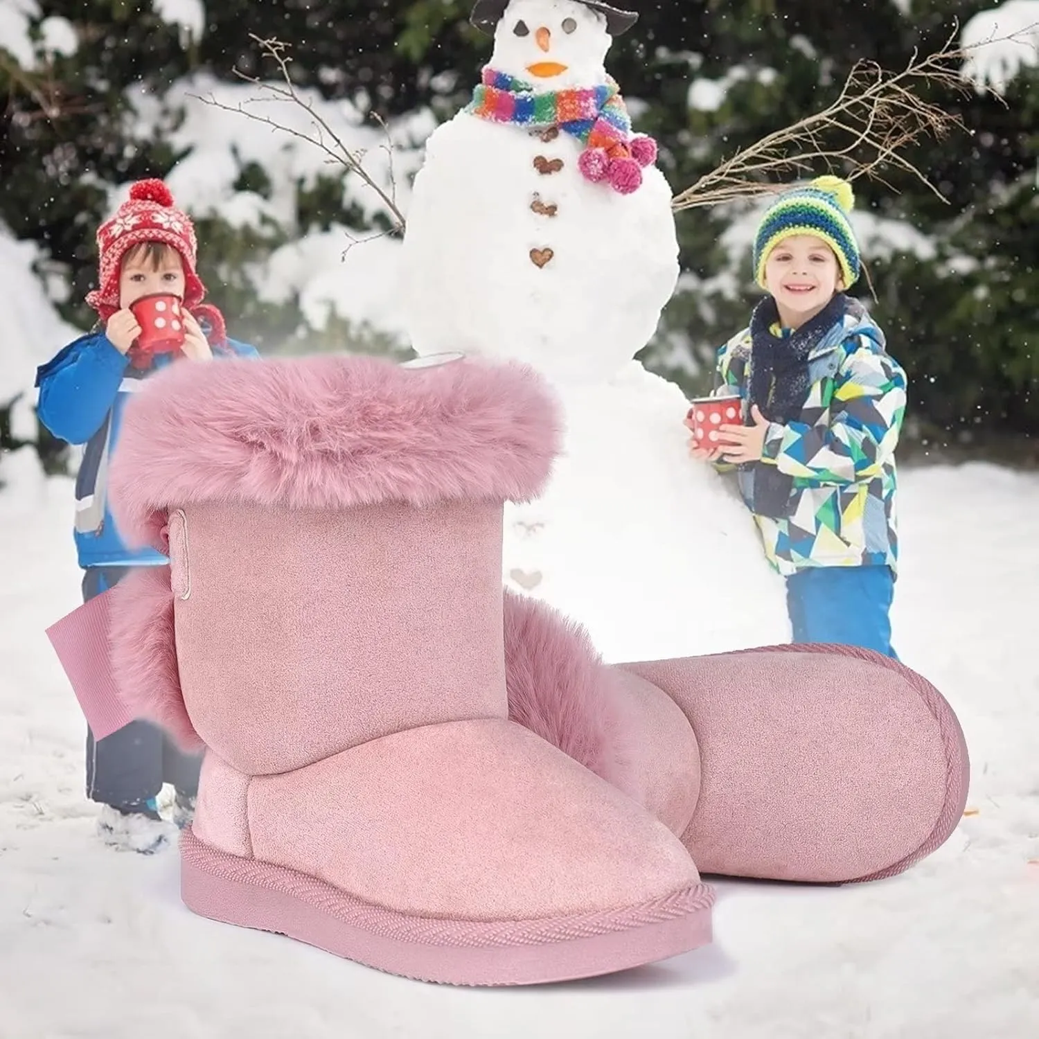FANTURE Toddler Snow Boots for Girls Boys Winter Warm Fur Lined Kids Non Slip Outdoor Shoes (Toddler/Little Kid)