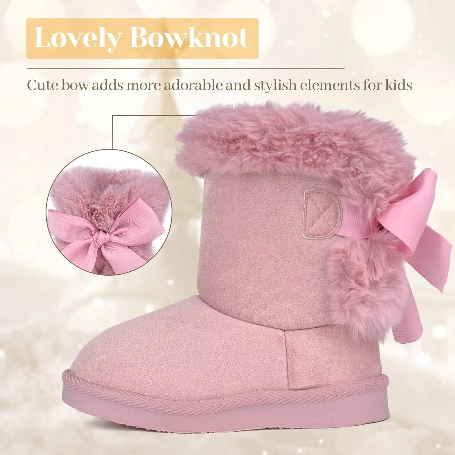 FANTURE Toddler Snow Boots for Girls Boys Winter Warm Fur Lined Kids Non Slip Outdoor Shoes (Toddler/Little Kid)