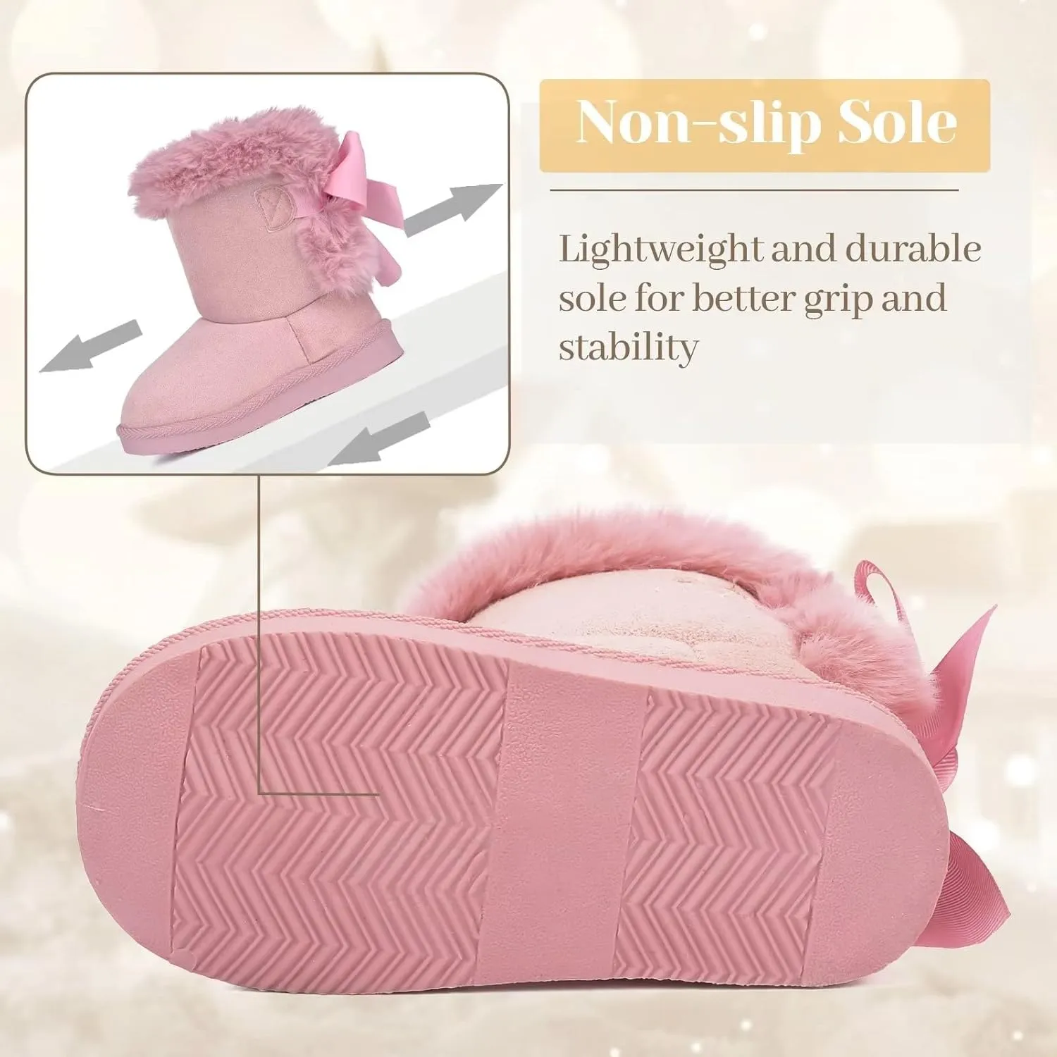 FANTURE Toddler Snow Boots for Girls Boys Winter Warm Fur Lined Kids Non Slip Outdoor Shoes (Toddler/Little Kid)