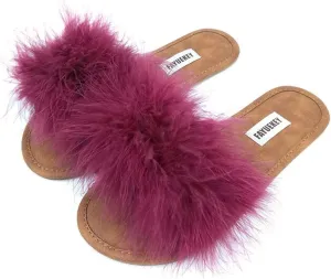 FAYUEKEY Comfy Slippers for Women Open Toe Sexy Fluffy Furry Soft Cute Slides Indoor Outdoor Flats Shoes