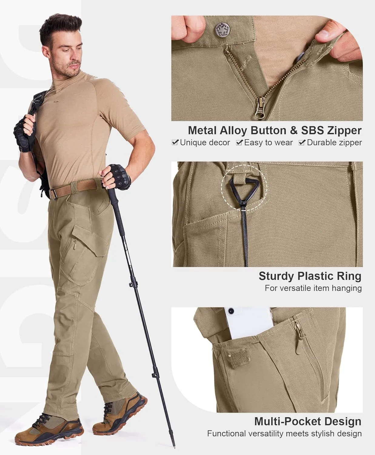FEDTOSING Tactical Pants for Men with 9 Pockets Cotton Cargo Work Military Trousers Stretch Hiking Combat Rip-Stop Pants