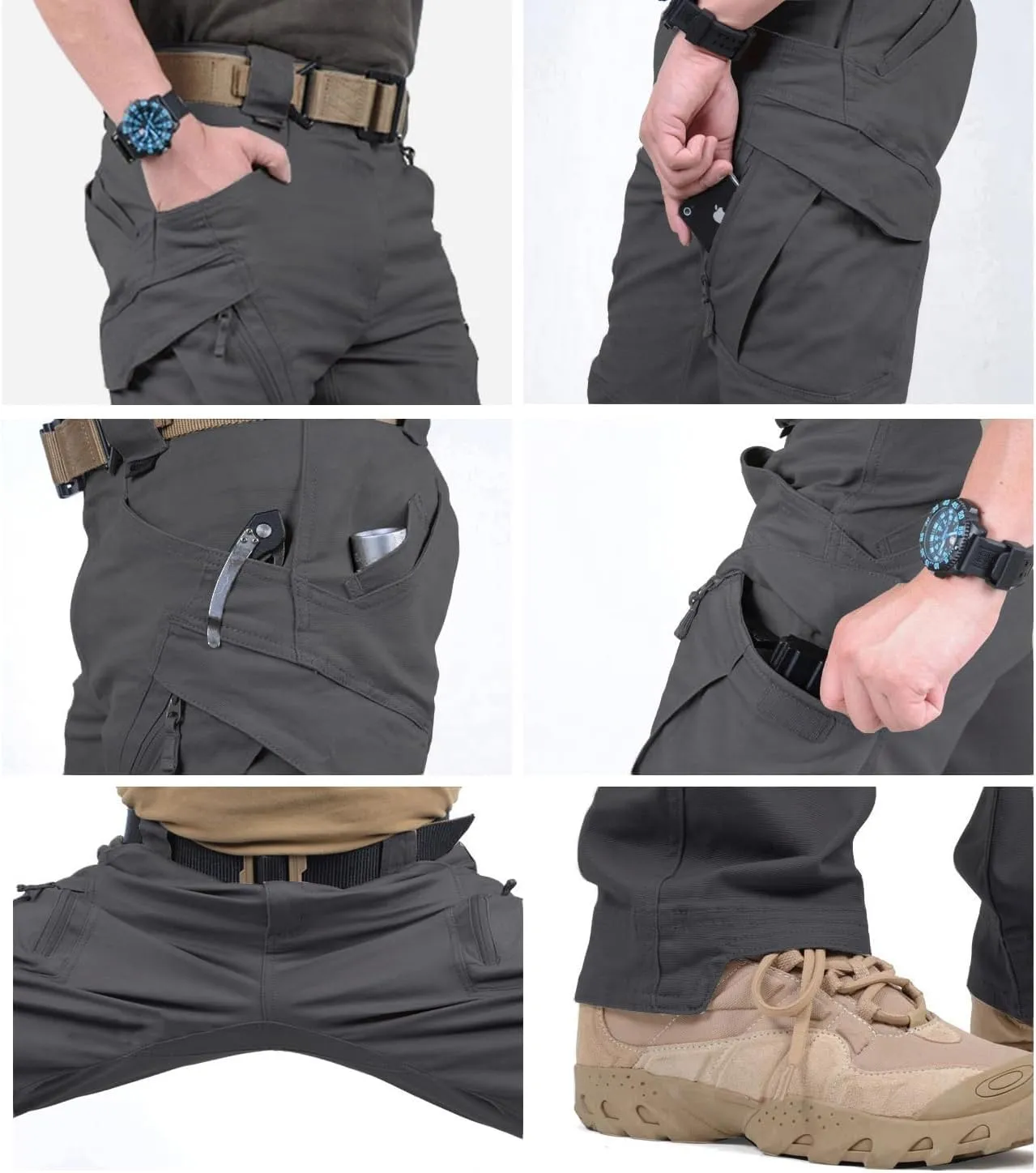 FEDTOSING Tactical Pants for Men with 9 Pockets Cotton Cargo Work Military Trousers Stretch Hiking Combat Rip-Stop Pants