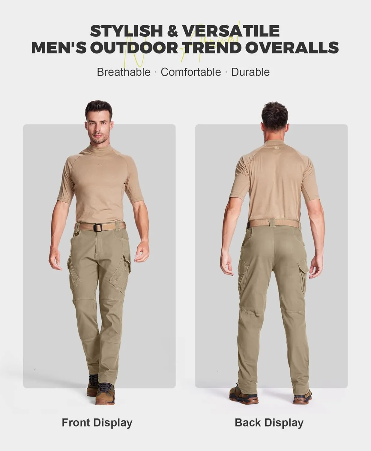 FEDTOSING Tactical Pants for Men with 9 Pockets Cotton Cargo Work Military Trousers Stretch Hiking Combat Rip-Stop Pants