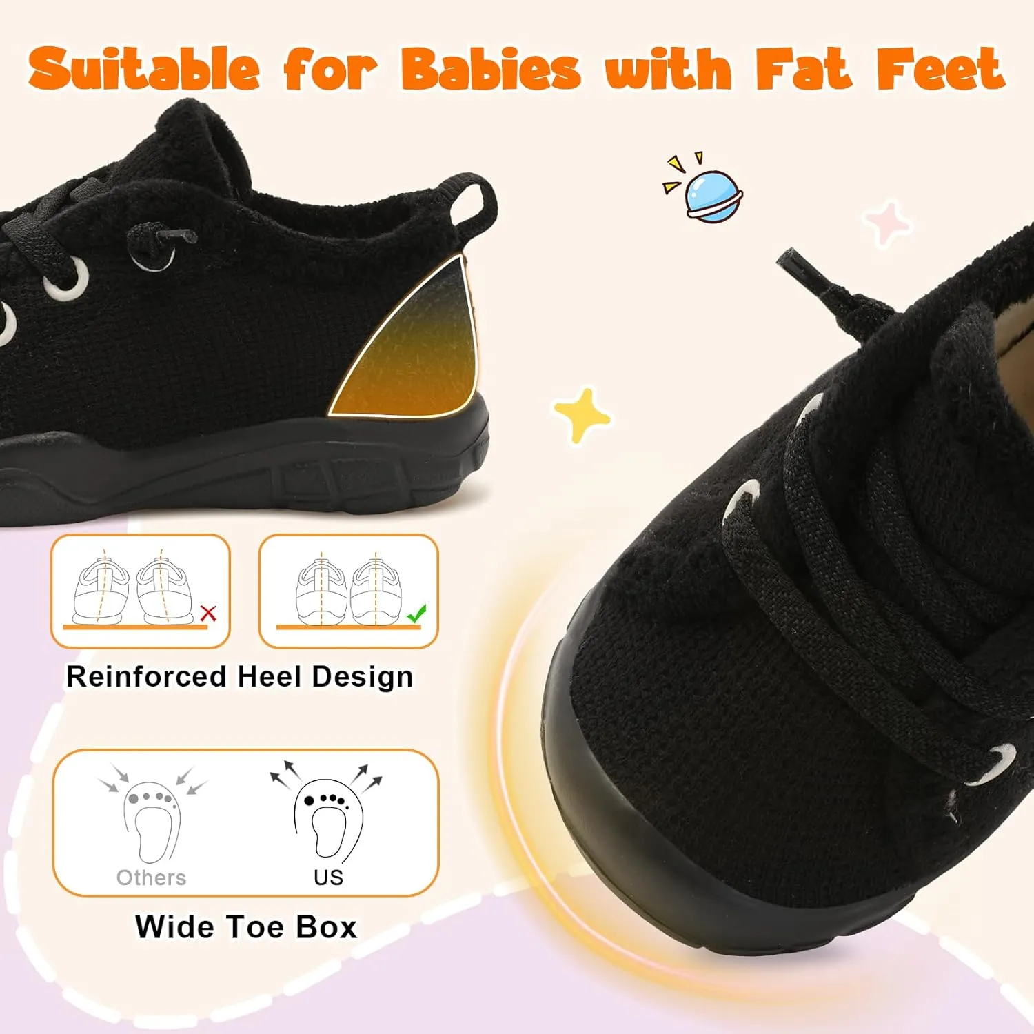 FEETCITY Wide Boys & Girls Winter Shoes - Barefoot & Walking Shoes, Slip On, Tennis Design