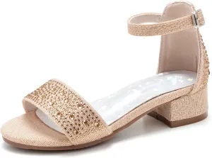 Felix & Flora Girls Sandals Low Heels Open Toe Flower Girl Dress Shoes