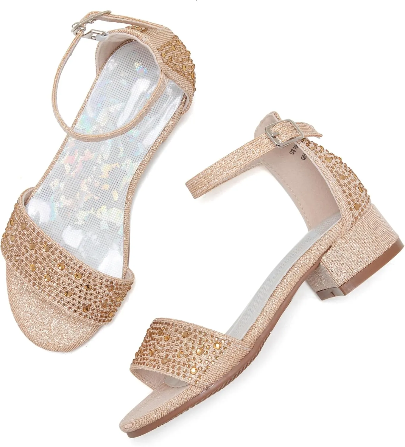 Felix & Flora Girls Sandals Low Heels Open Toe Flower Girl Dress Shoes