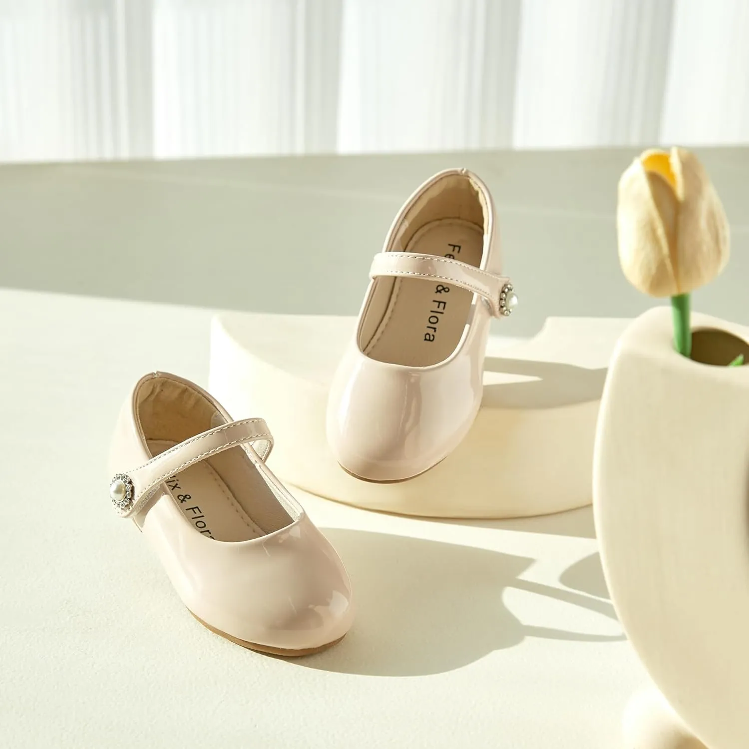 Felix & Flora Girls Toddler Little Ballet Shoes - Flower Girls Mary Jane Flats Dress Shoes Party Wedding