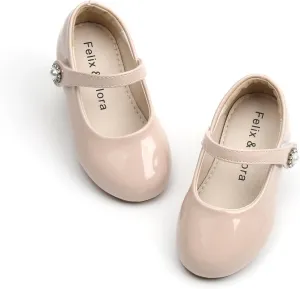 Felix & Flora Girls Toddler Little Ballet Shoes - Flower Girls Mary Jane Flats Dress Shoes Party Wedding