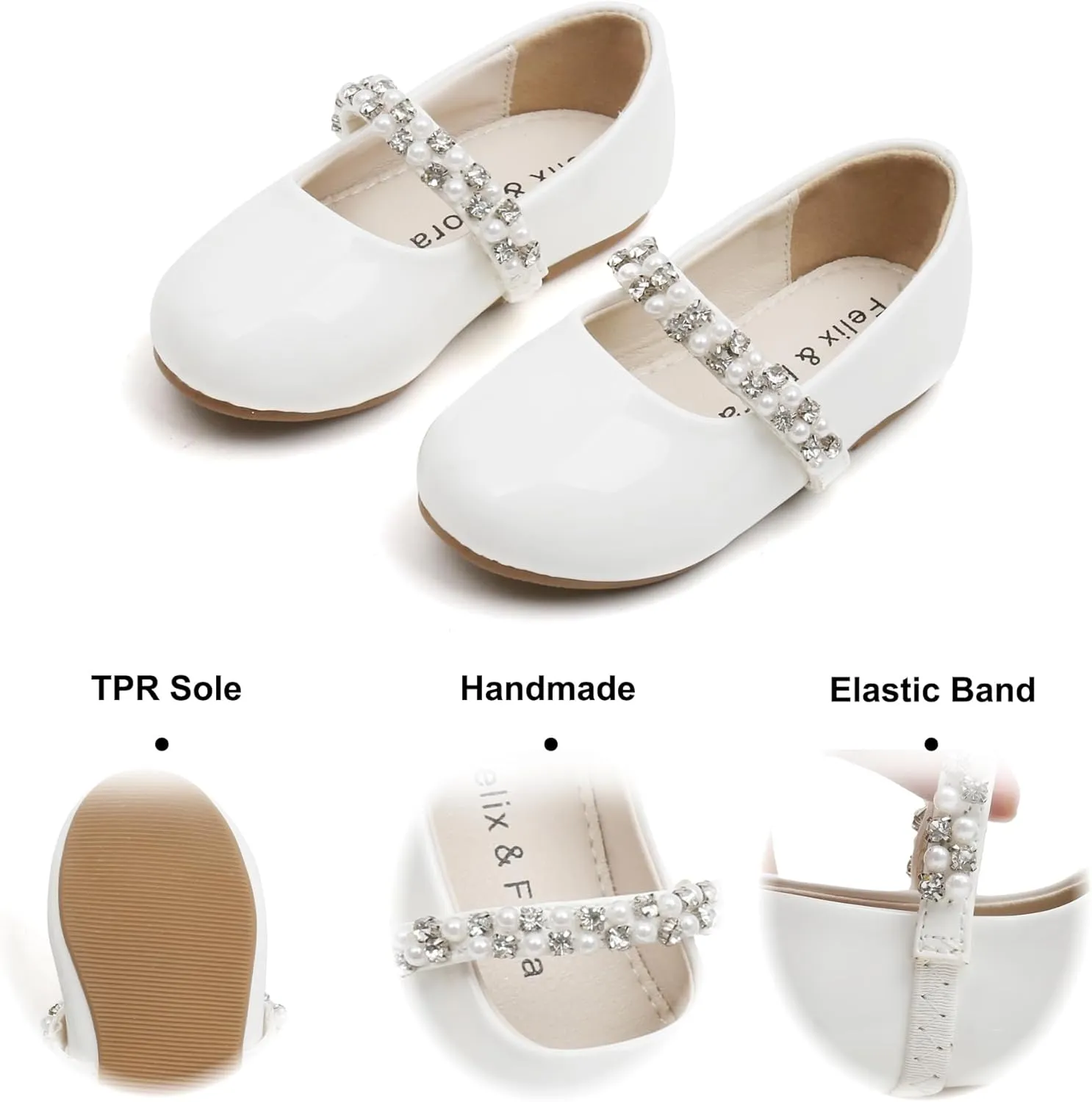 Felix & Flora Girls Toddler Little Ballet Shoes - Flower Girls Mary Jane Flats Dress Shoes Party Wedding