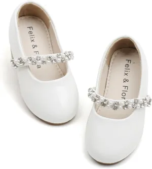 Felix & Flora Girls Toddler Little Ballet Shoes - Flower Girls Mary Jane Flats Dress Shoes Party Wedding