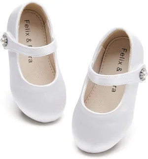 Felix & Flora Girls Toddler Little Ballet Shoes - Flower Girls Mary Jane Flats Dress Shoes Party Wedding