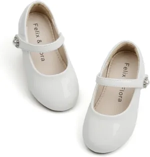 Felix & Flora Girls Toddler Little Ballet Shoes - Flower Girls Mary Jane Flats Dress Shoes Party Wedding