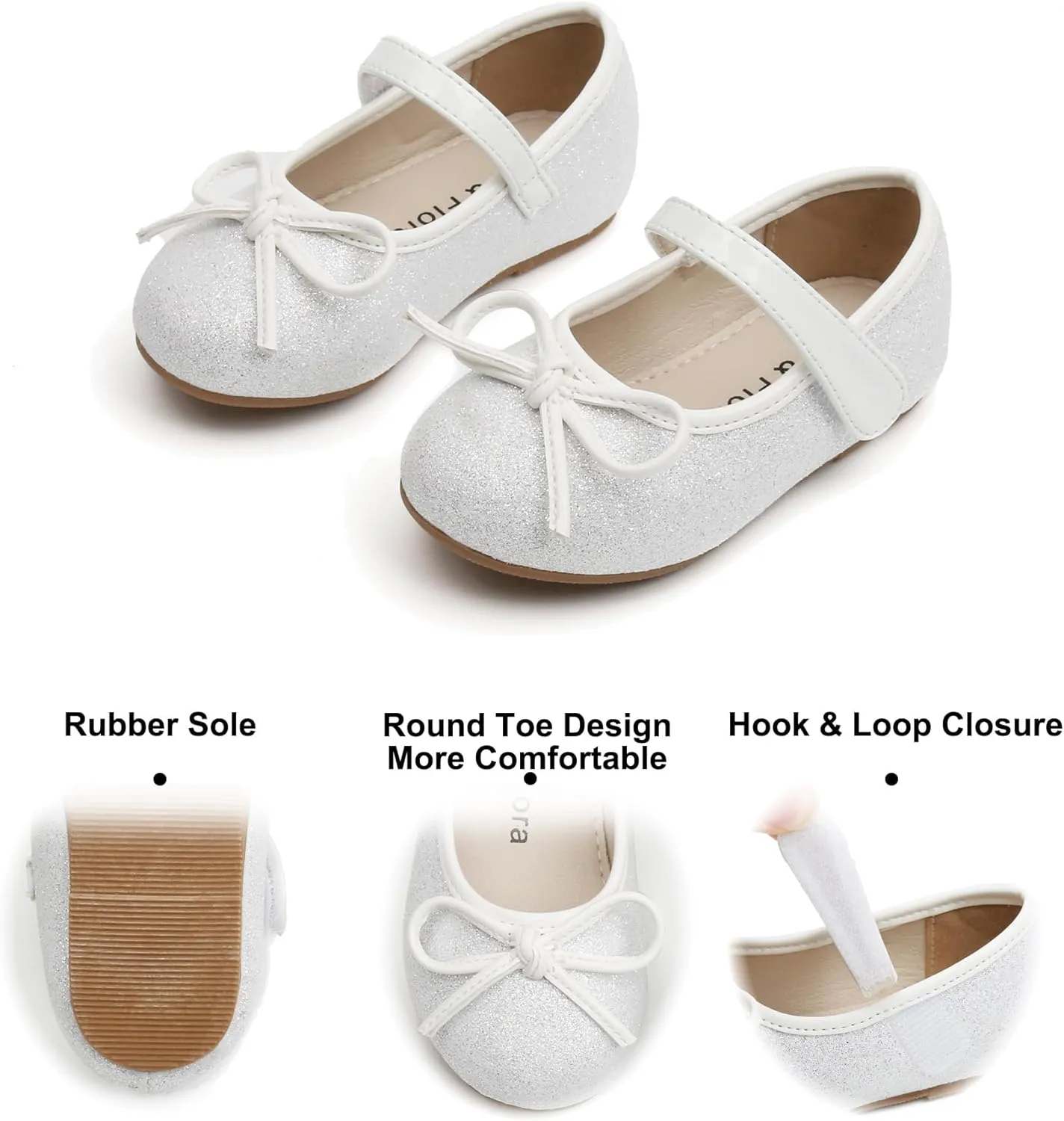 Felix & Flora Girls Toddler Little Ballet Shoes - Flower Girls Mary Jane Flats Dress Shoes Party Wedding