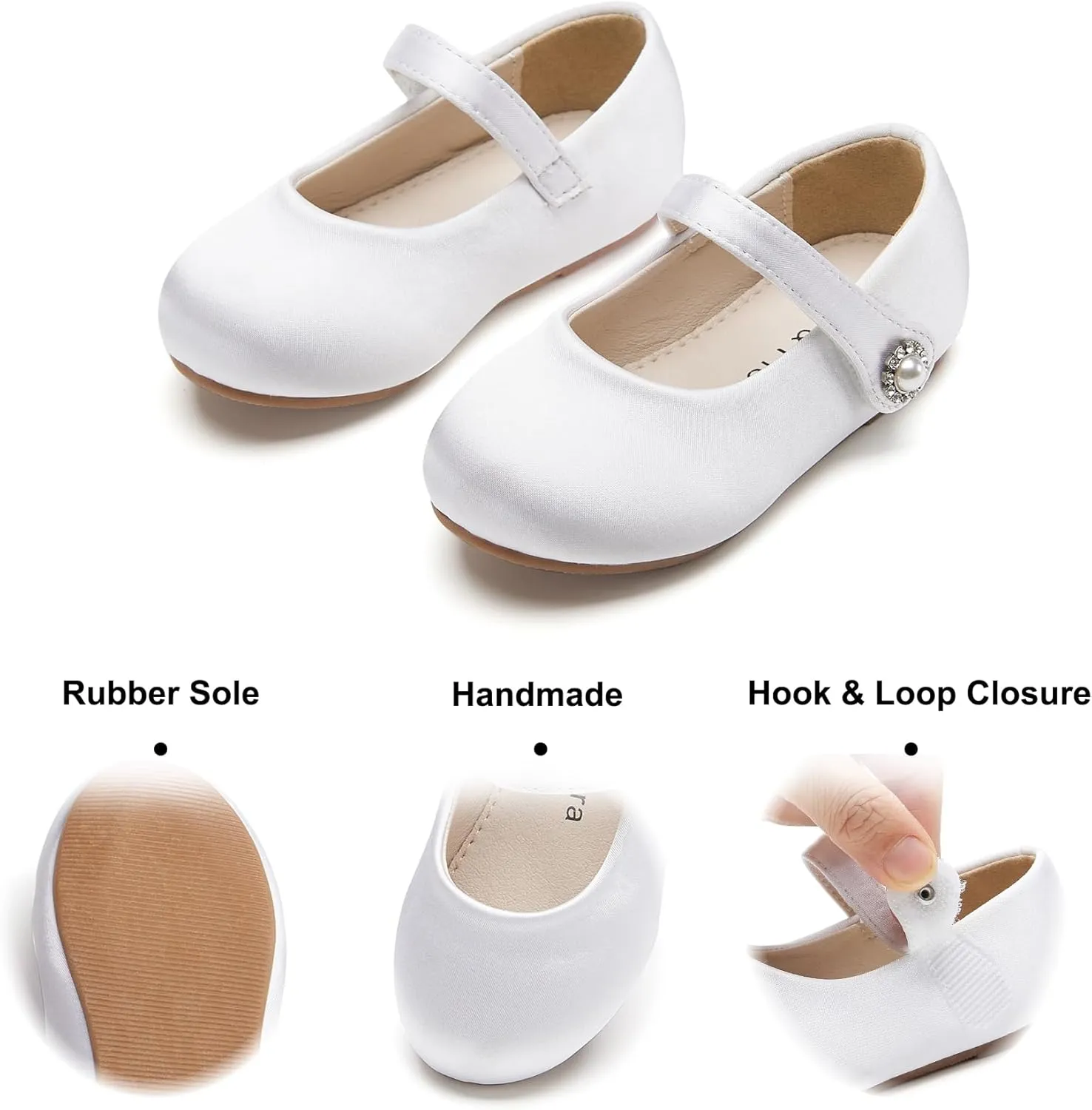 Felix & Flora Girls Toddler Little Ballet Shoes - Flower Girls Mary Jane Flats Dress Shoes Party Wedding