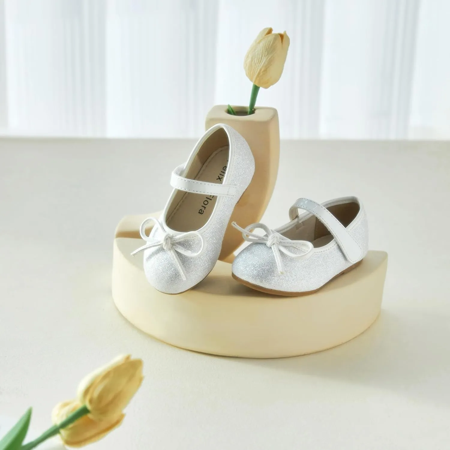 Felix & Flora Girls Toddler Little Ballet Shoes - Flower Girls Mary Jane Flats Dress Shoes Party Wedding