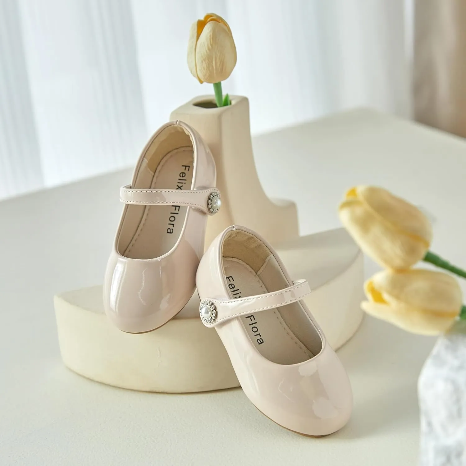 Felix & Flora Girls Toddler Little Ballet Shoes - Flower Girls Mary Jane Flats Dress Shoes Party Wedding