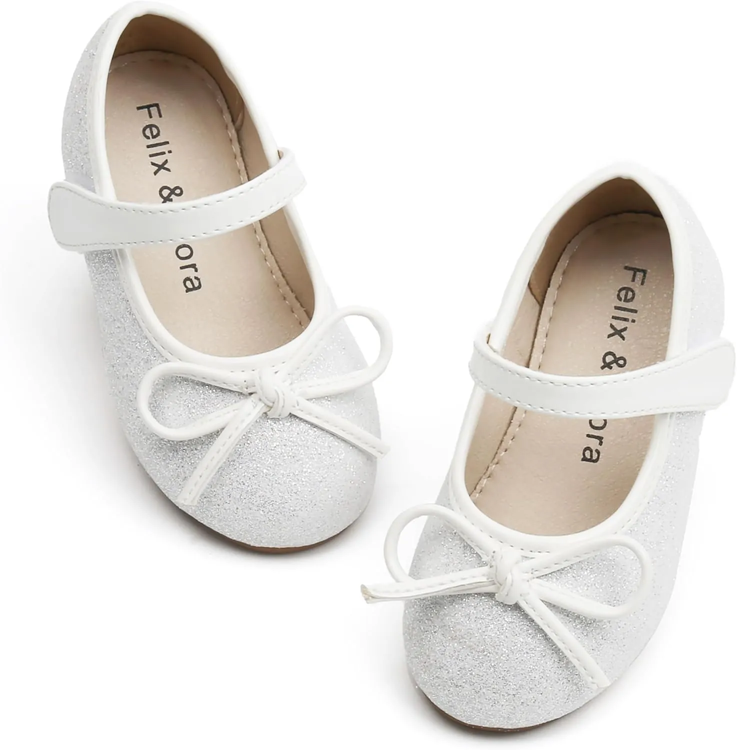 Felix & Flora Girls Toddler Little Ballet Shoes - Flower Girls Mary Jane Flats Dress Shoes Party Wedding
