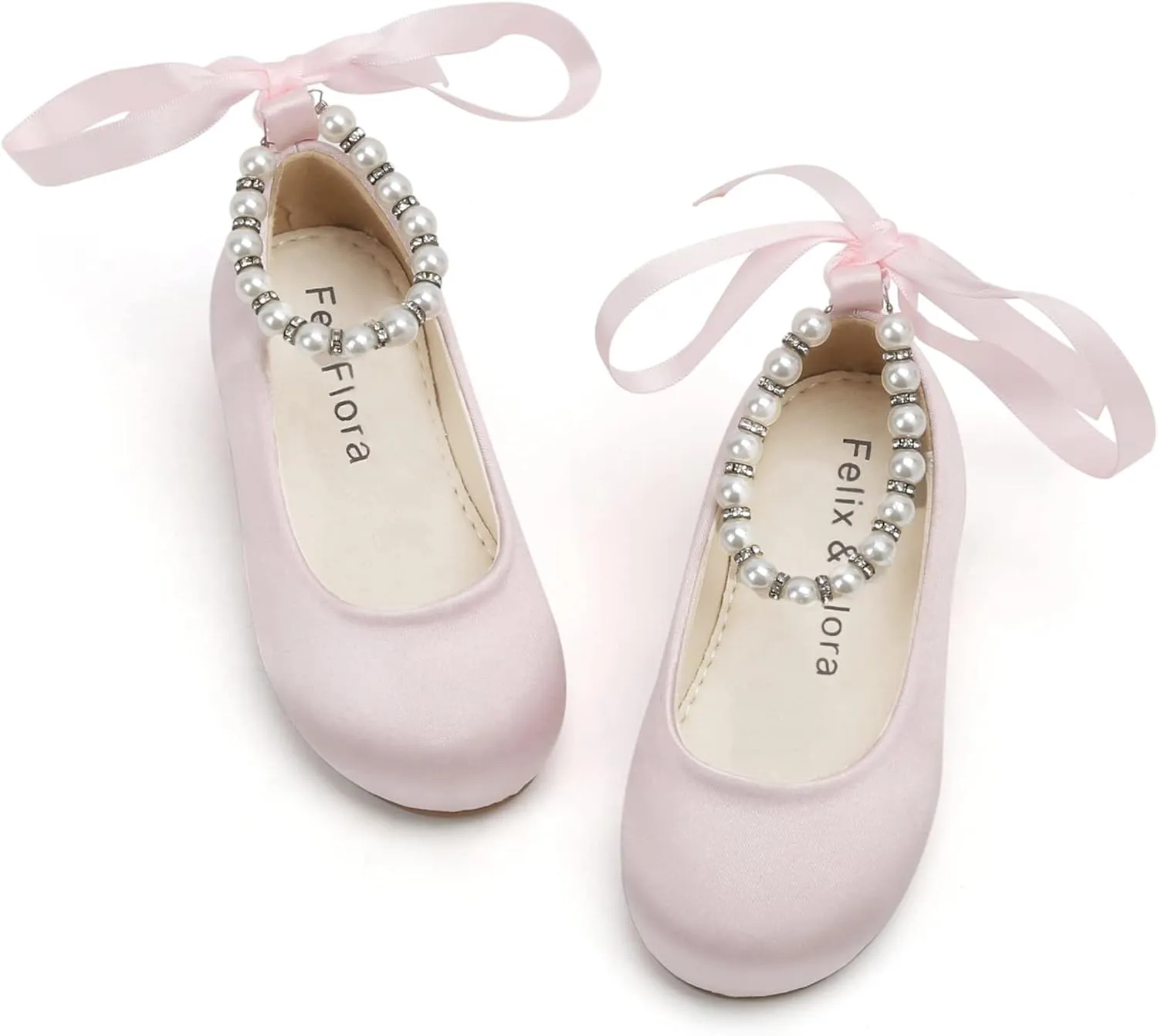 Felix & Flora Girls Toddler Little Ballet Shoes - Flower Girls Mary Jane Flats Dress Shoes Party Wedding