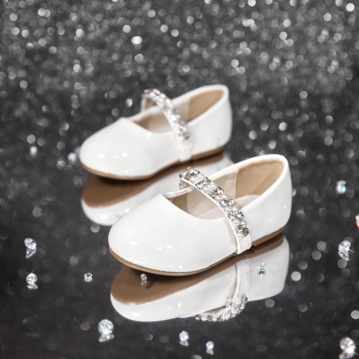 Felix & Flora Girls Toddler Little Ballet Shoes - Flower Girls Mary Jane Flats Dress Shoes Party Wedding