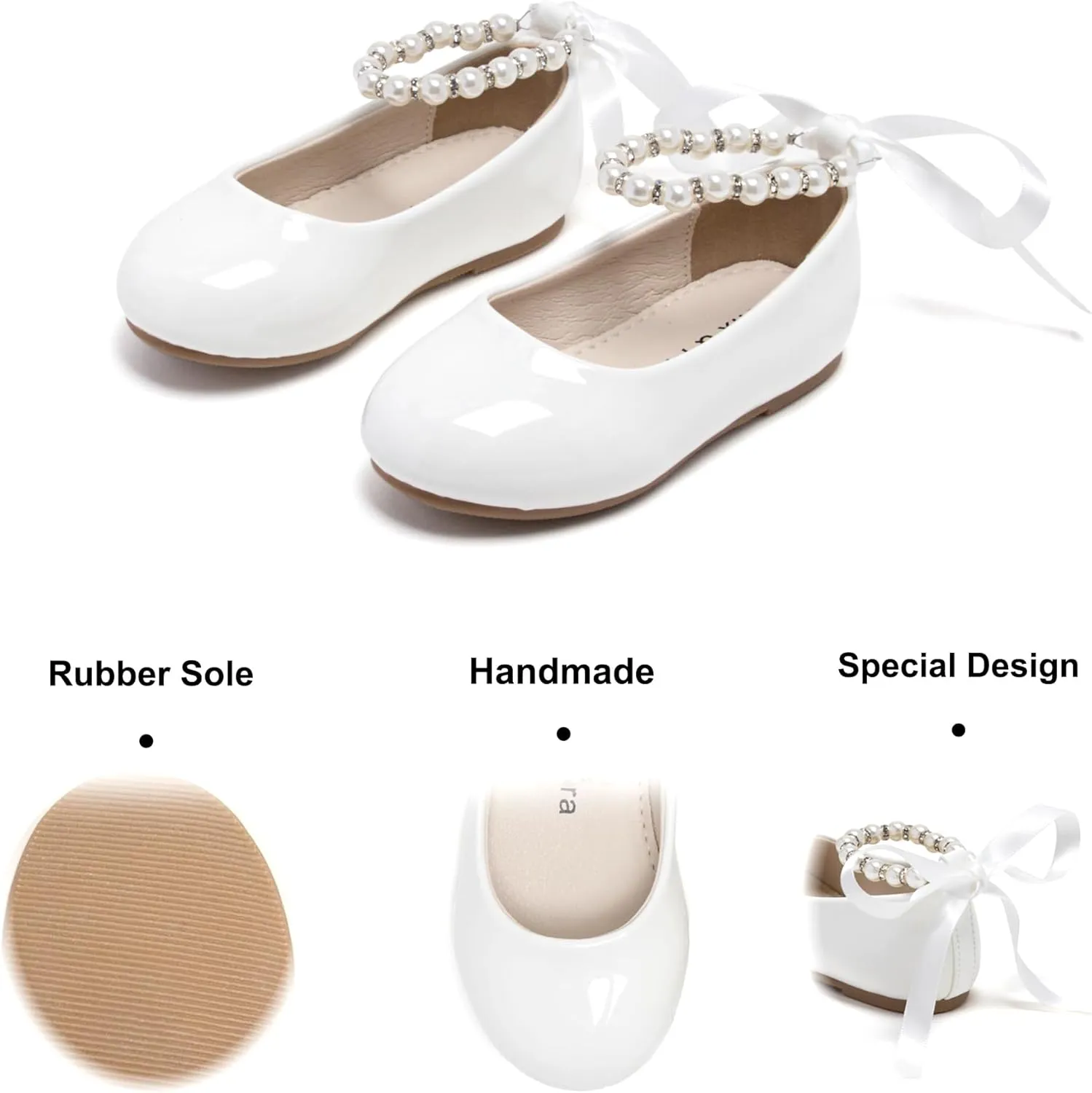 Felix & Flora Girls Toddler Little Ballet Shoes - Flower Girls Mary Jane Flats Dress Shoes Party Wedding