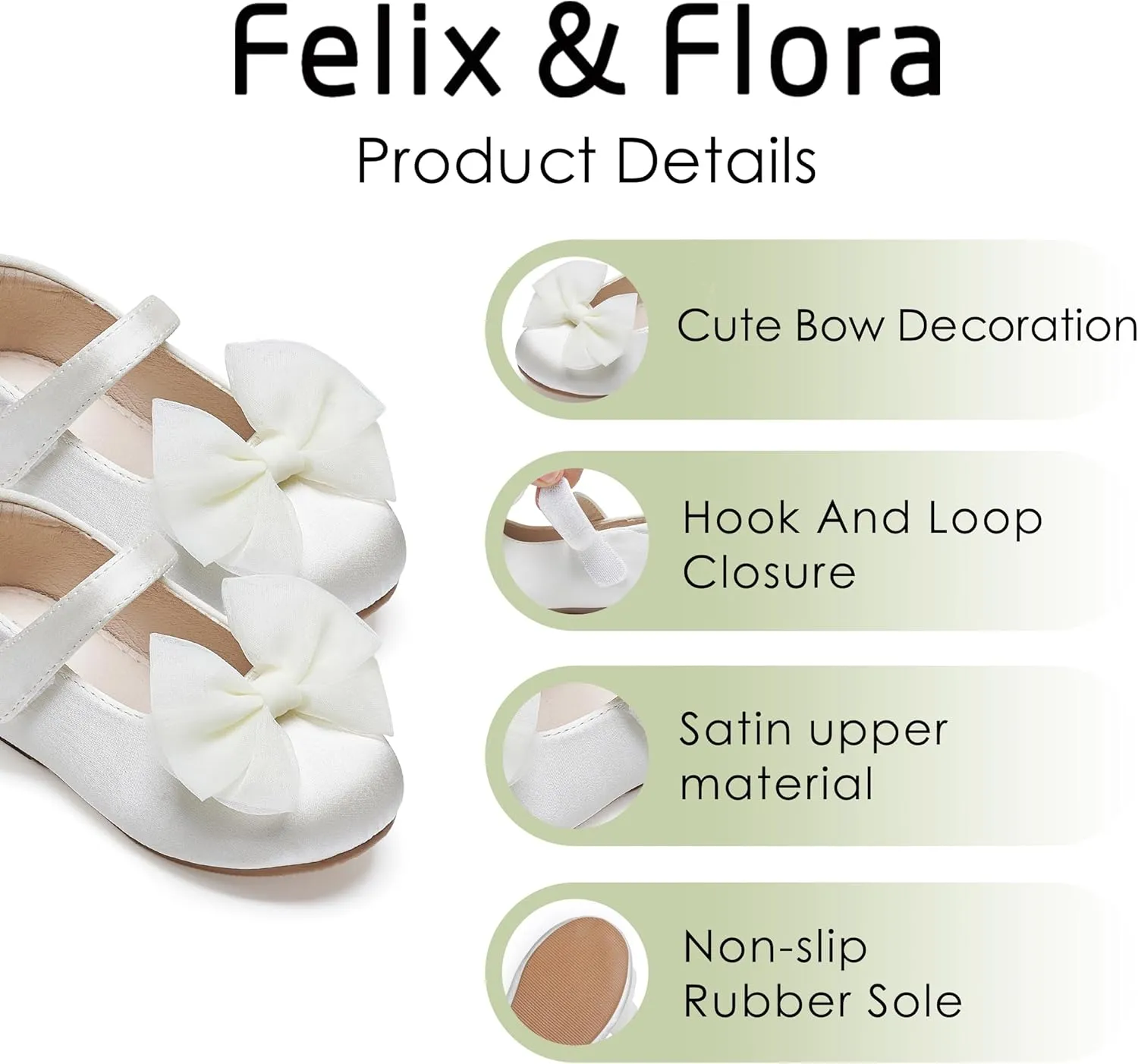 Felix & Flora Toddler Flower Girl Dress Shoes - Baby Girl Ballet Mary Jane Flats for Party School Wedding