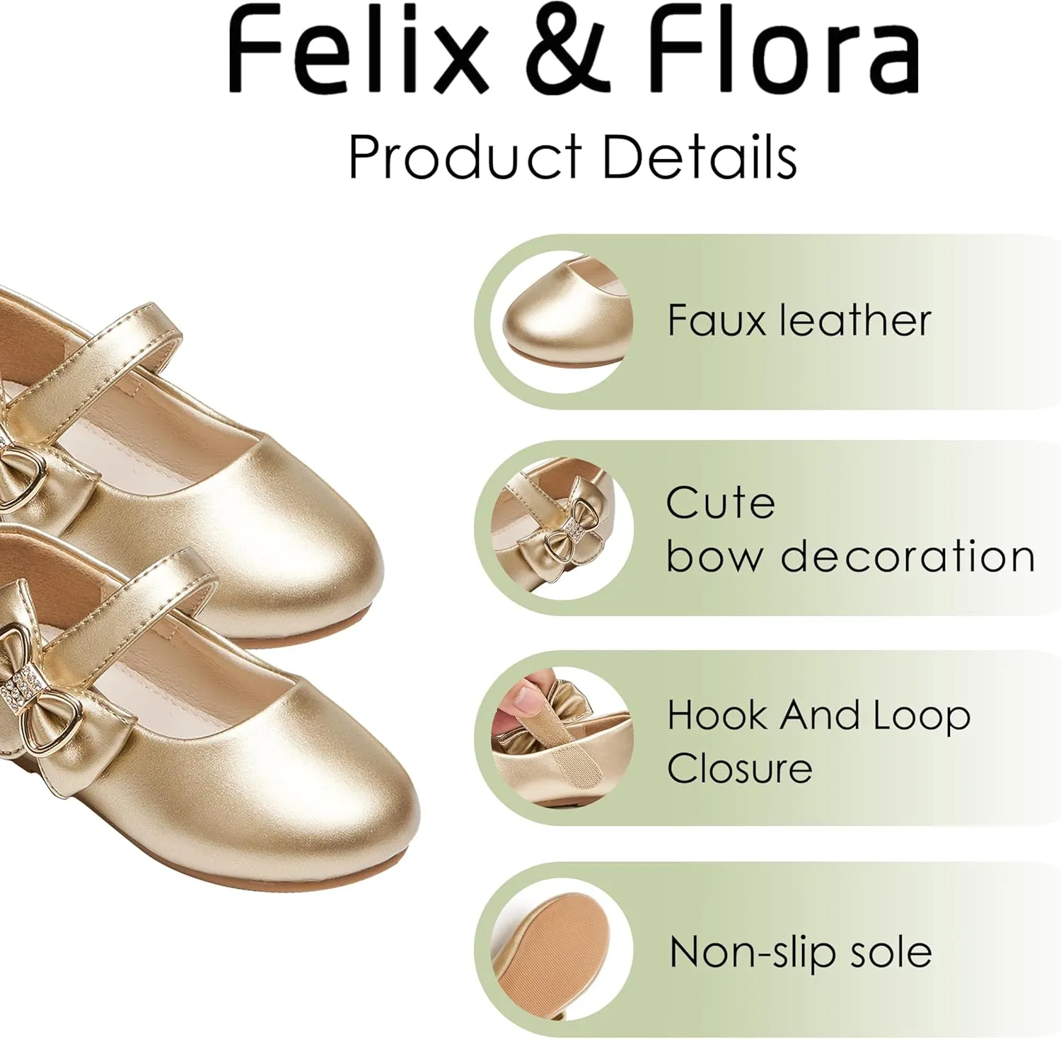 Felix & Flora Toddler Flower Girl Dress Shoes - Girl Ballet Flats Party School Shoes Wedding