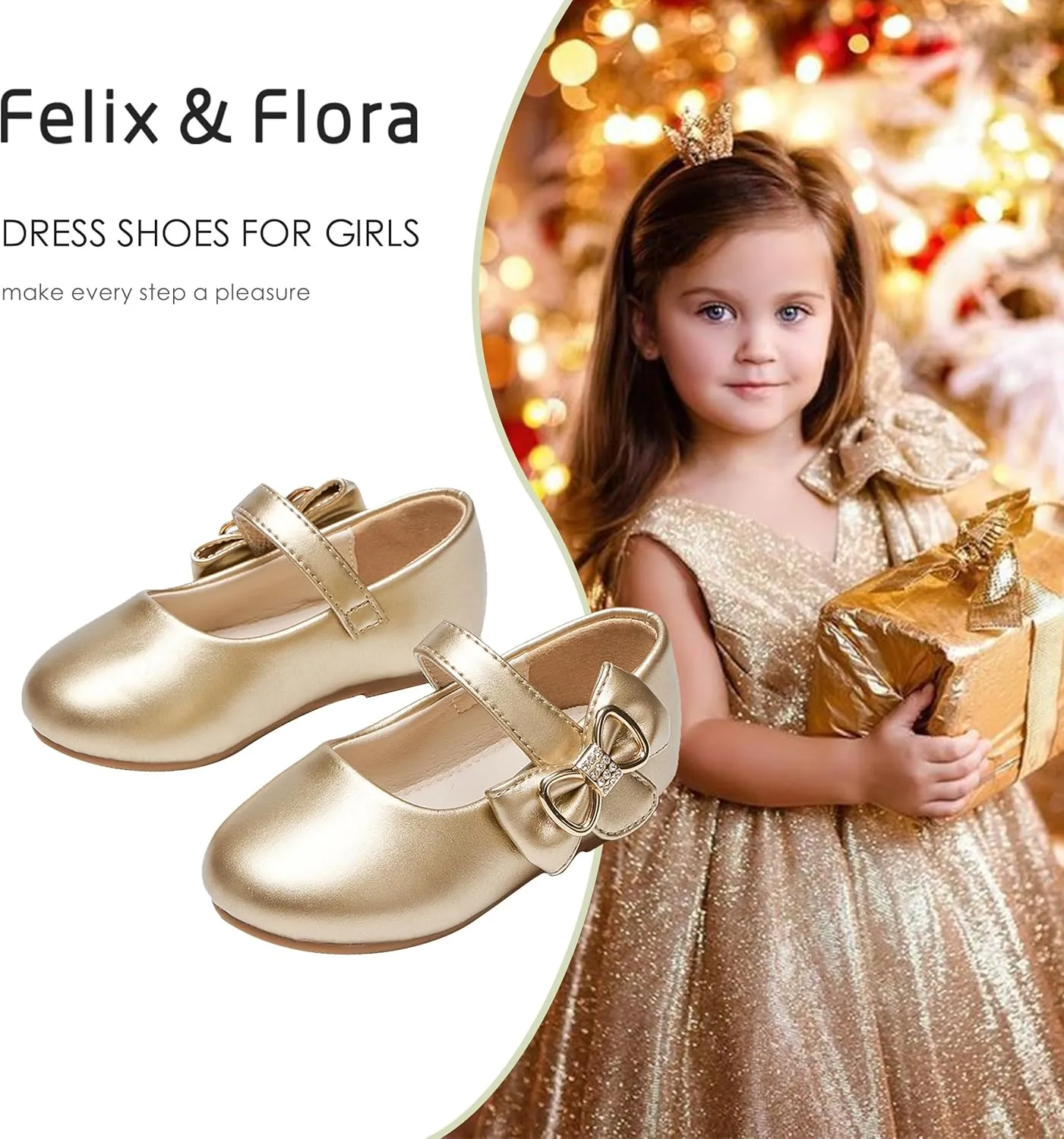 Felix & Flora Toddler Flower Girl Dress Shoes - Girl Ballet Flats Party School Shoes Wedding