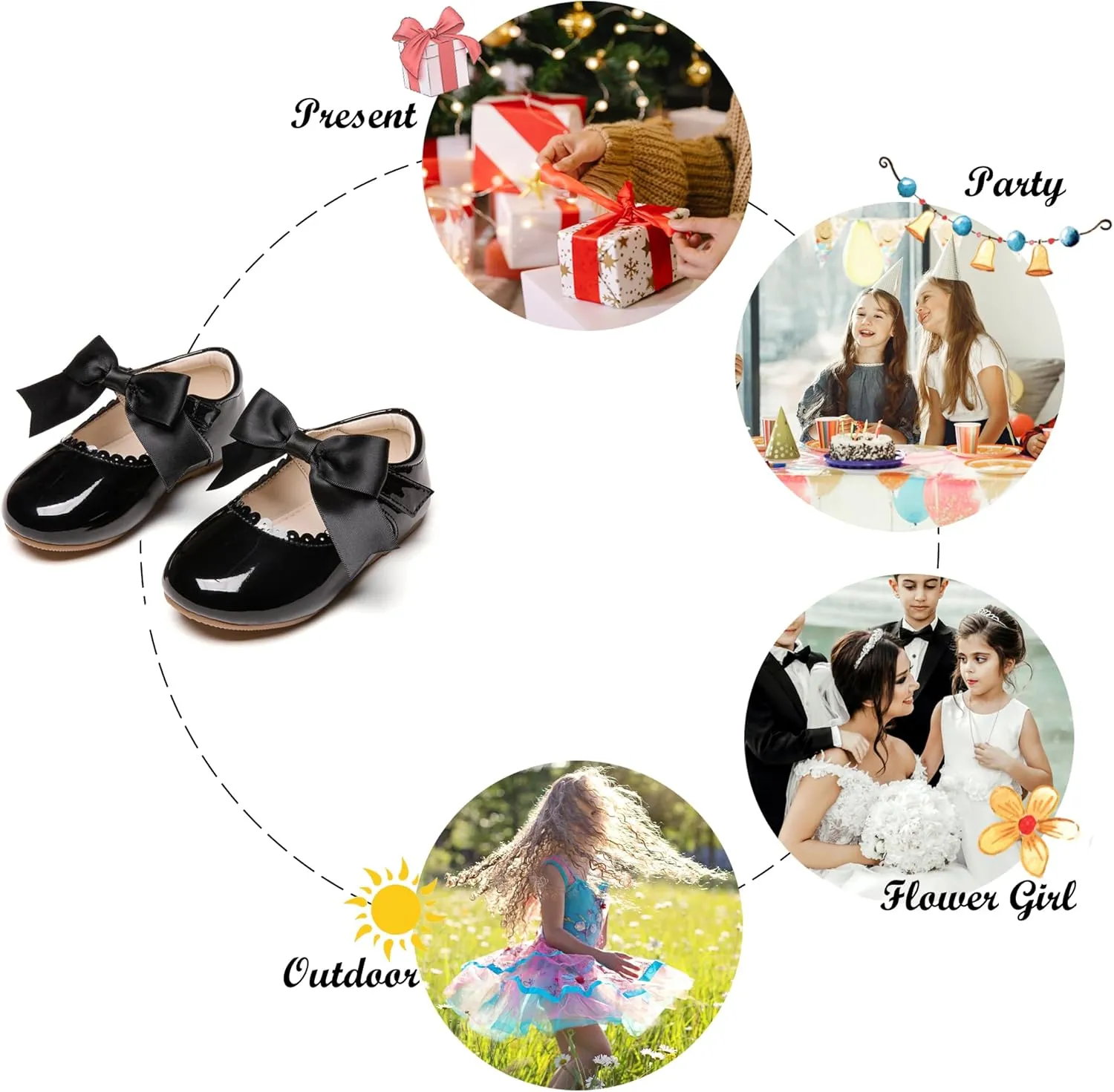 Felix & Flora Toddler Flower Girl Dress Shoes - Girl Ballet Flats Party School Shoes Wedding