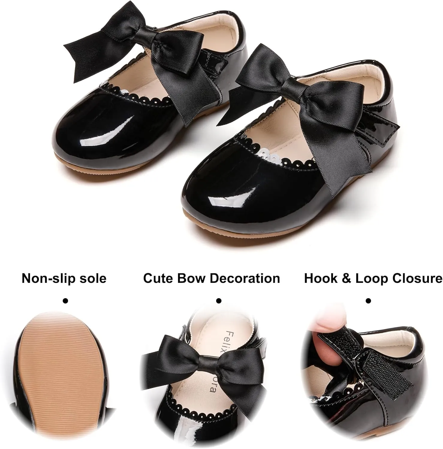 Felix & Flora Toddler Flower Girl Dress Shoes - Girl Ballet Flats Party School Shoes Wedding