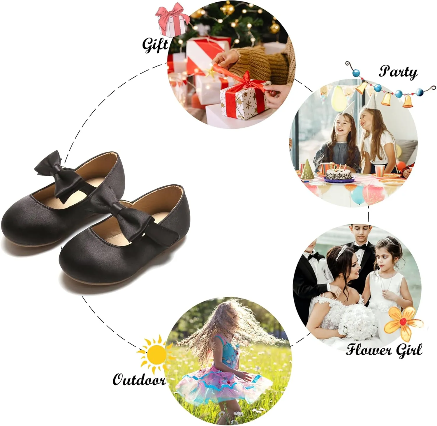 Felix & Flora Toddler Flower Girl Dress Shoes - Girl Ballet Flats Party School Shoes Wedding