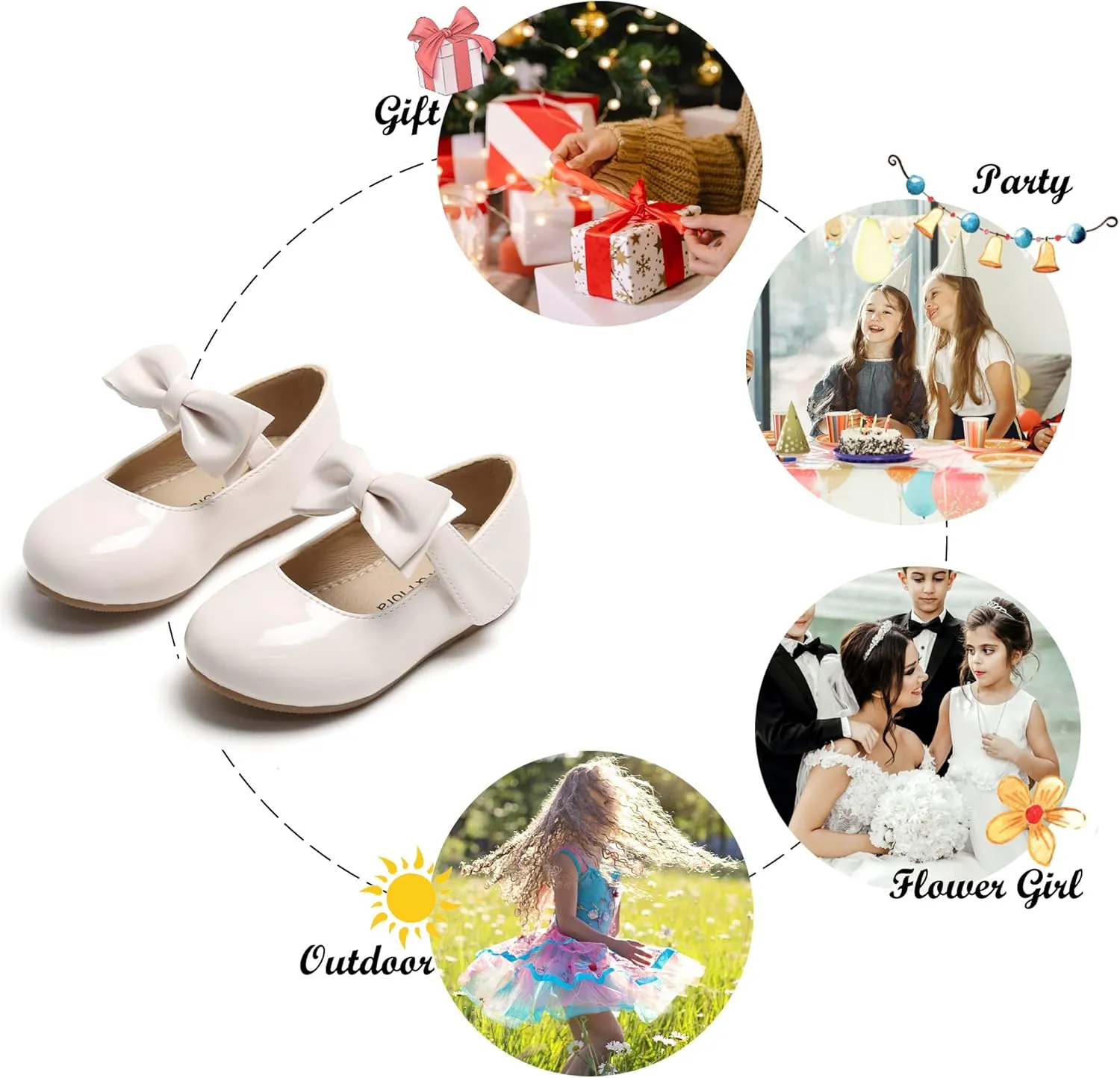 Felix & Flora Toddler Flower Girl Dress Shoes - Girl Ballet Flats Party School Shoes Wedding