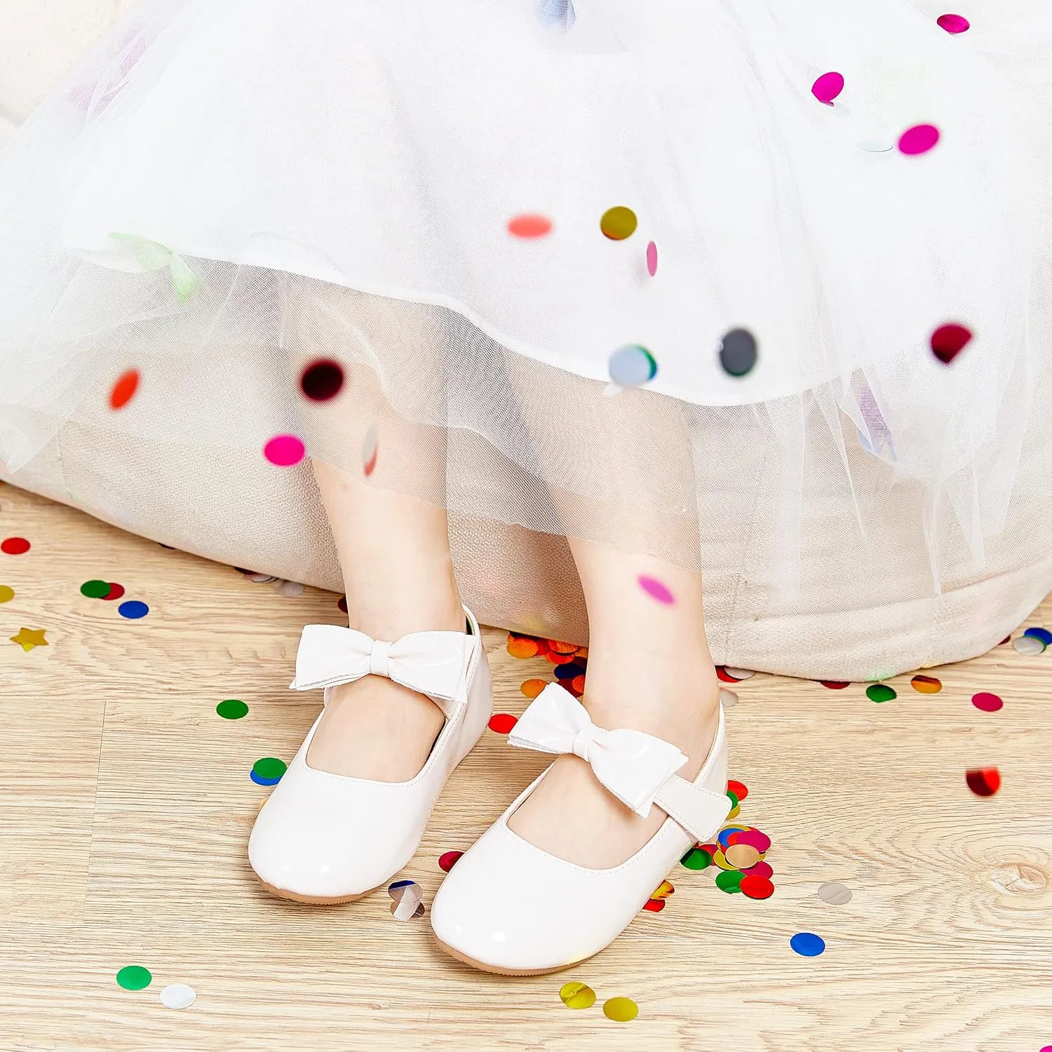 Felix & Flora Toddler Flower Girl Dress Shoes - Girl Ballet Flats Party School Shoes Wedding