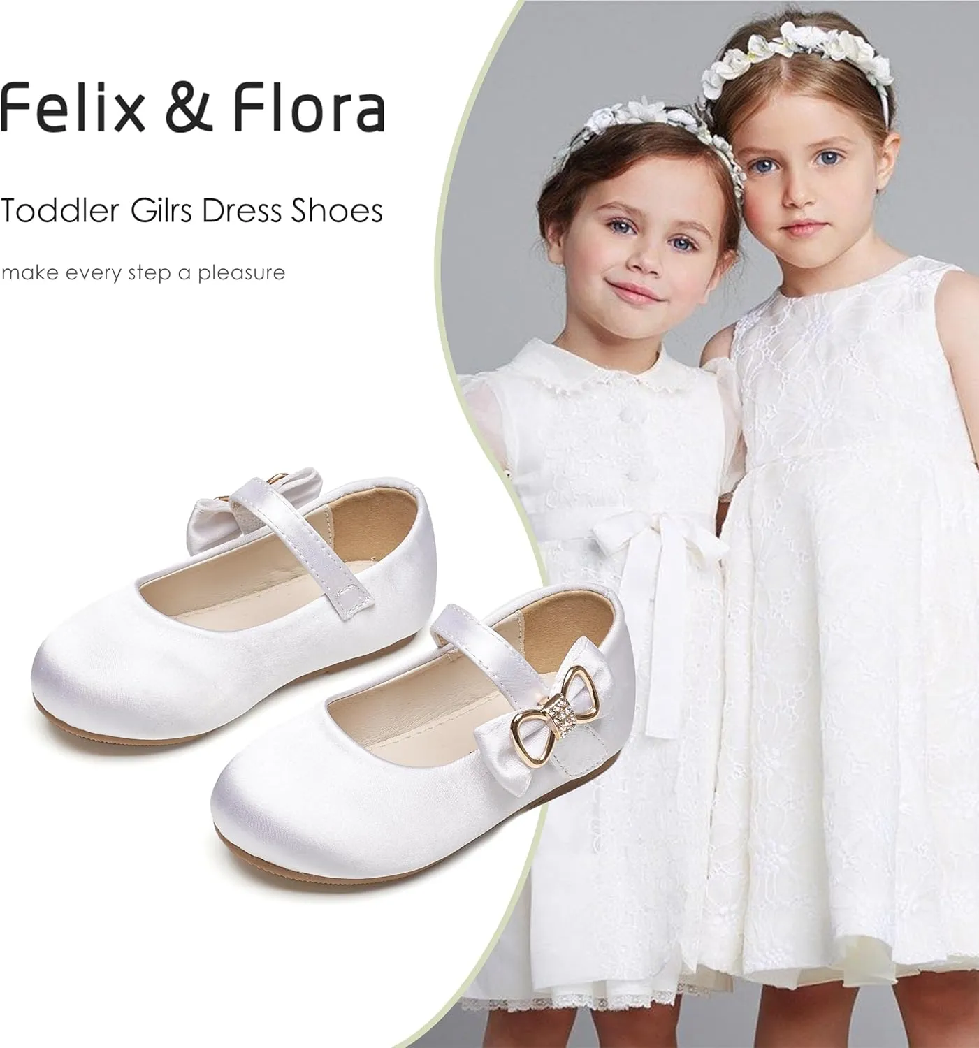 Felix & Flora Toddler Flower Girl Dress Shoes - Girl Ballet Flats Party School Shoes Wedding