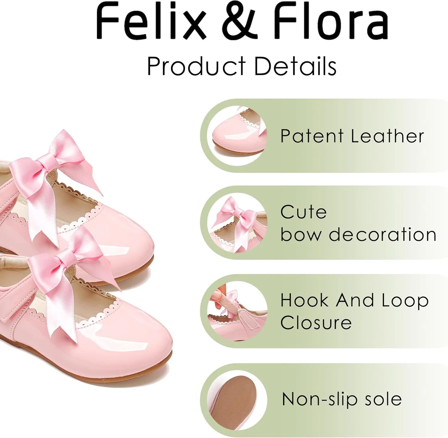Felix & Flora Toddler Flower Girl Dress Shoes - Girl Ballet Flats Party School Shoes Wedding