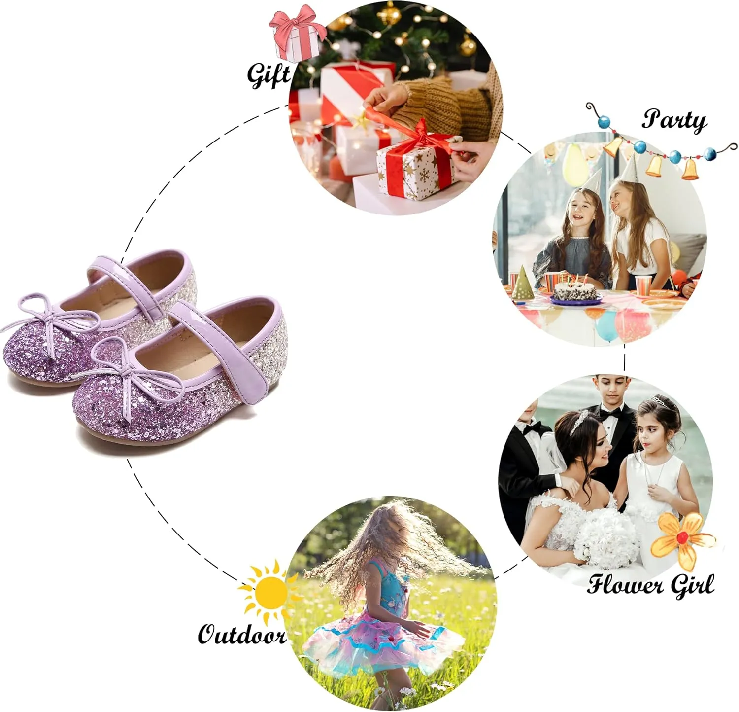 Felix & Flora Toddler Flower Girl Dress Shoes - Girl Ballet Flats Party School Shoes Wedding