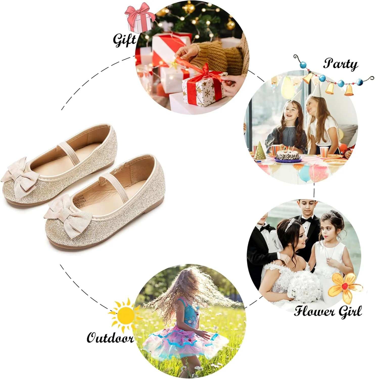 Felix & Flora Toddler Flower Girl Mary Jane Shoes - Little Girls Dress Flats Princess Wedding Party