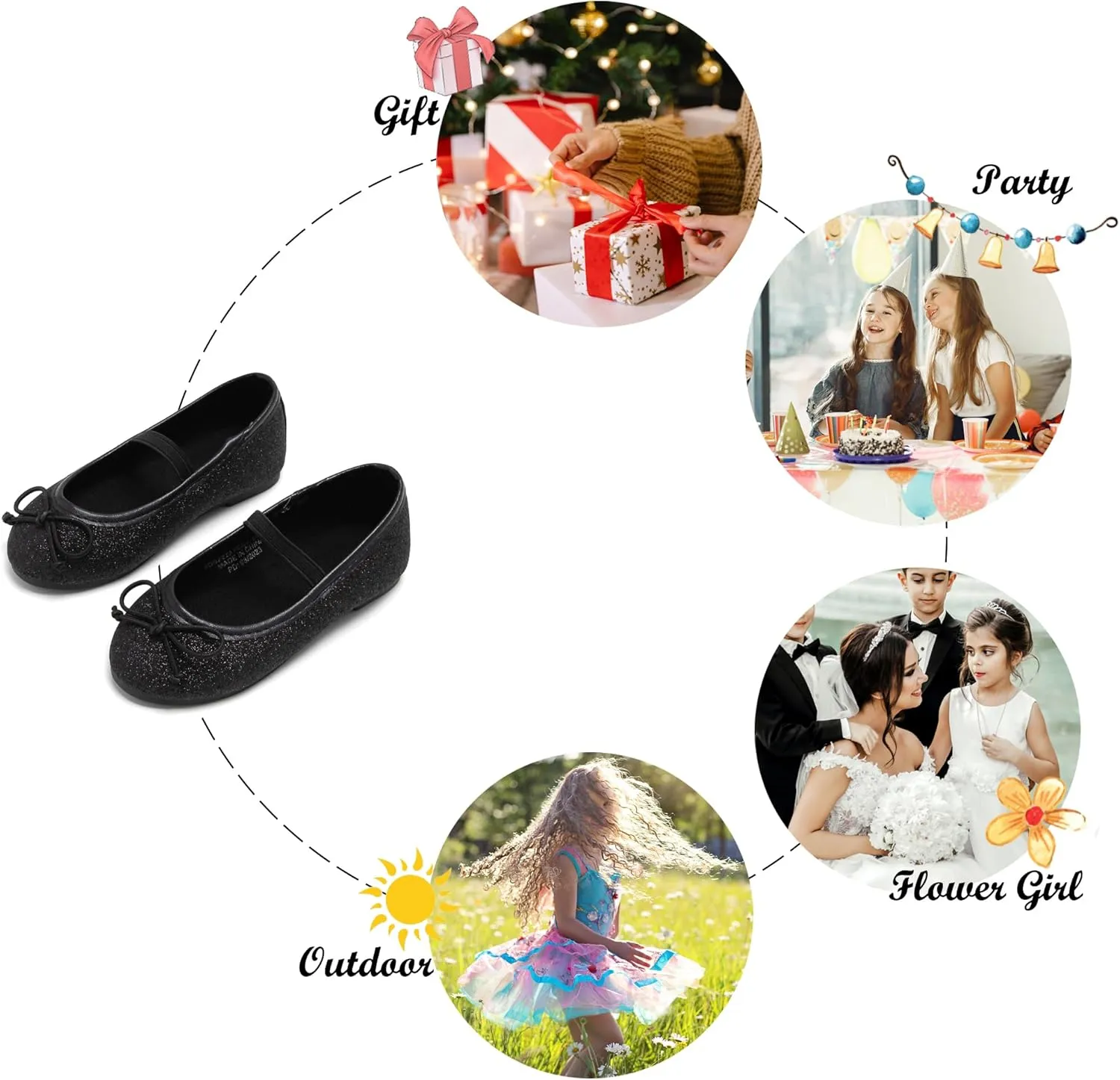 Felix & Flora Toddler Flower Girl Mary Jane Shoes - Little Girls Dress Flats Princess Wedding Party