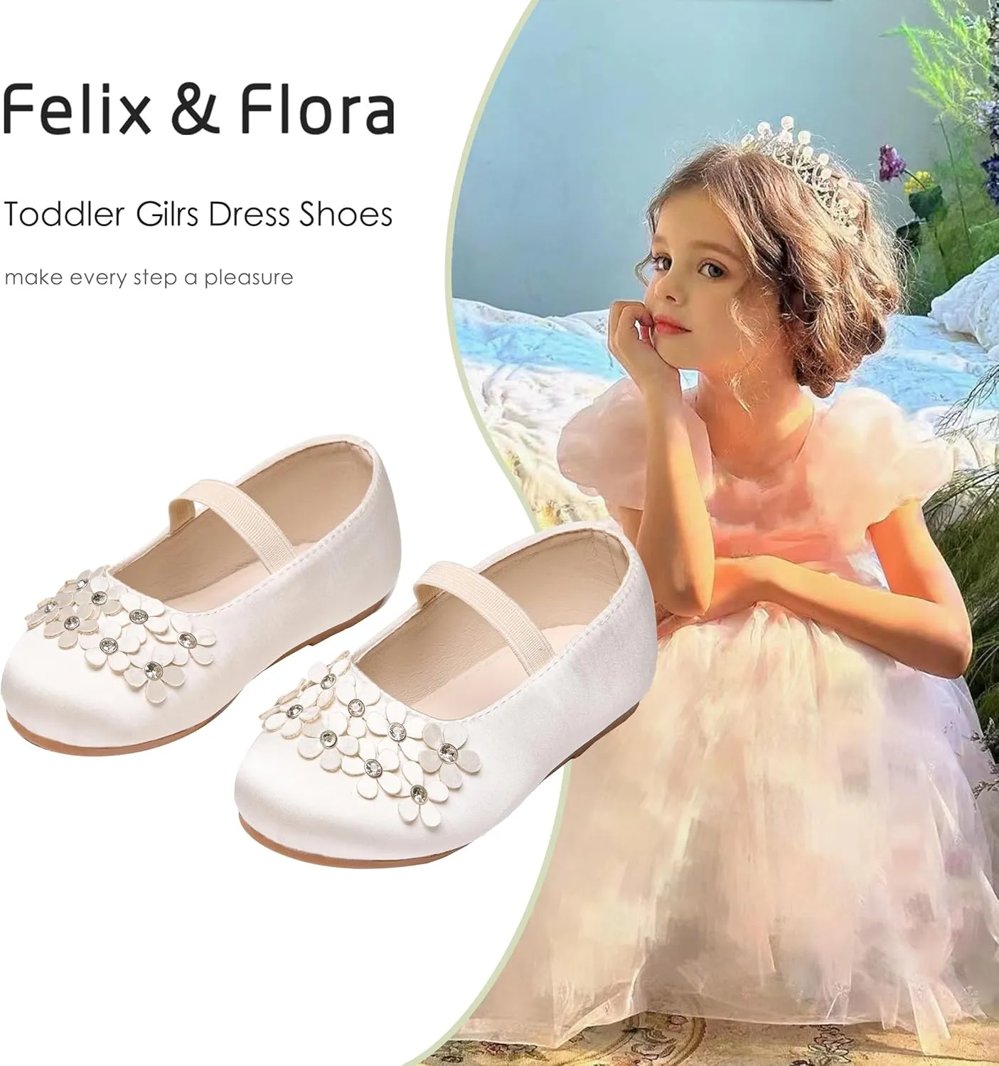 Felix & Flora Toddler Girl Dress Shoes - Flower Girl Ballet Flats School Wedding Party