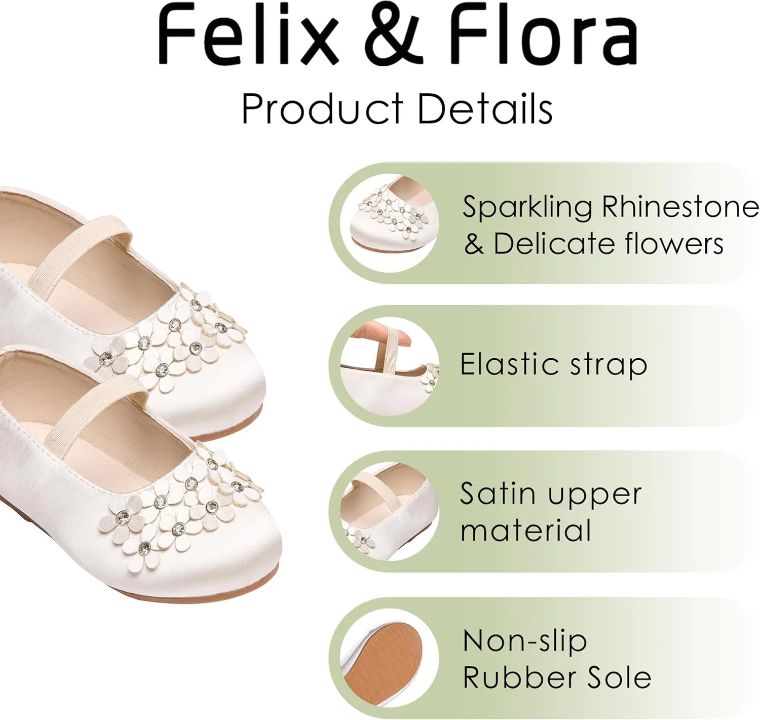 Felix & Flora Toddler Girl Dress Shoes - Flower Girl Ballet Flats School Wedding Party