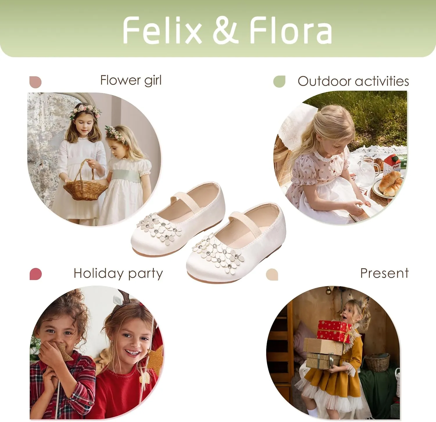 Felix & Flora Toddler Girl Dress Shoes - Flower Girl Ballet Flats School Wedding Party