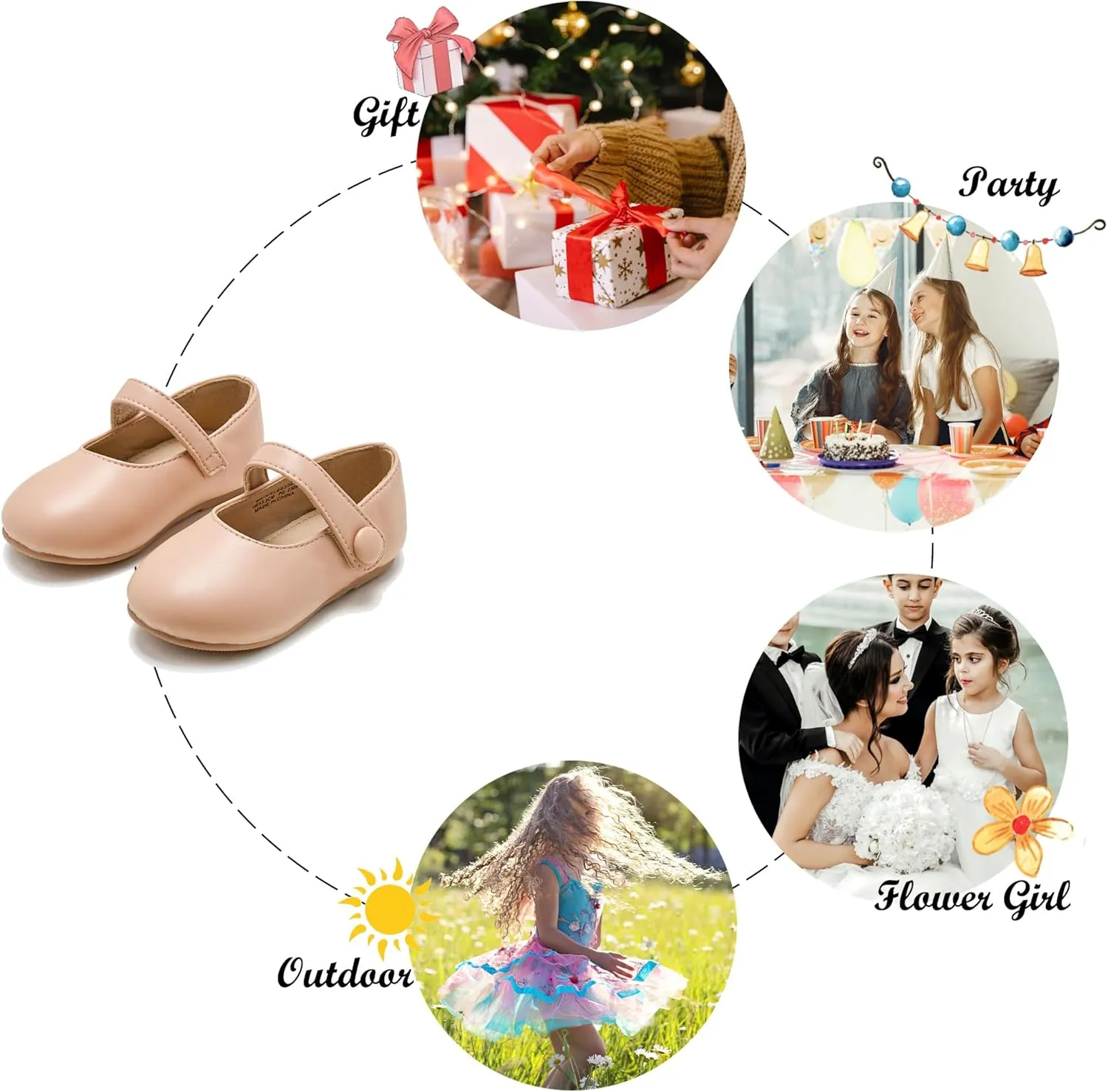 Felix & Flora Toddler Girl Dress Shoes - Flower Girl Ballet Mary Jane Flats Party School Wedding