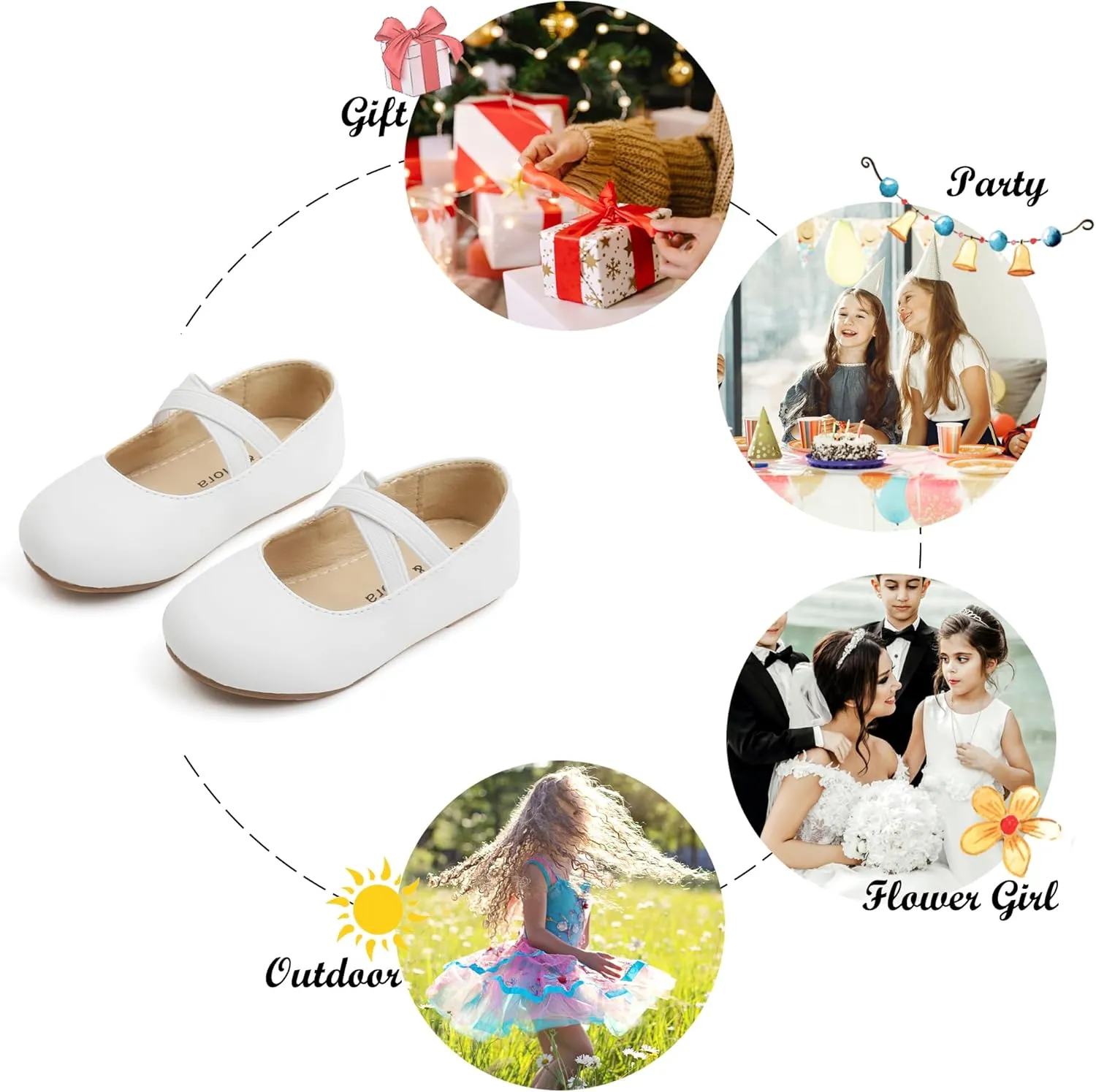 Felix & Flora Toddler Girl Dress Shoes - Flower Girl Ballet Mary Jane Flats Party School Wedding