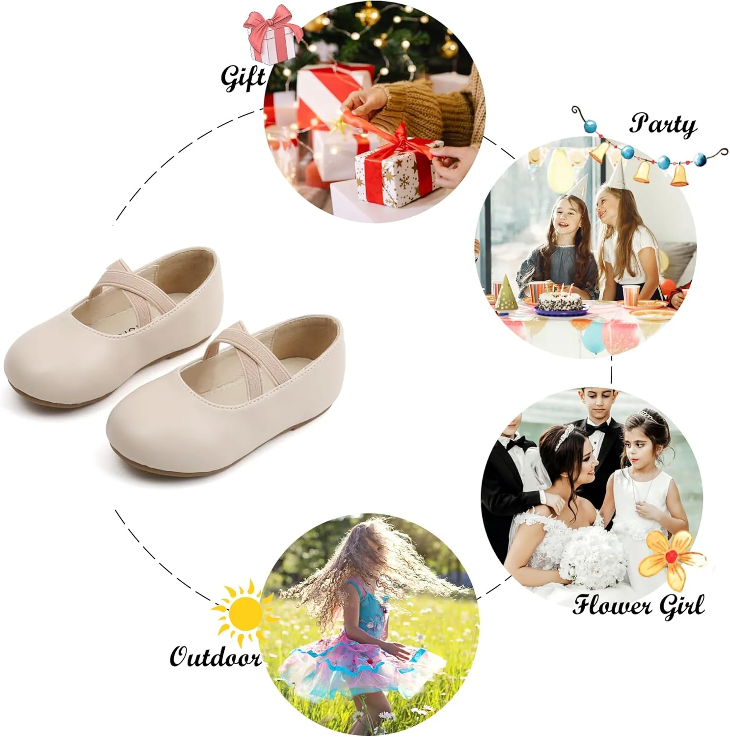 Felix & Flora Toddler Girl Dress Shoes - Flower Girl Ballet Mary Jane Flats Party School Wedding